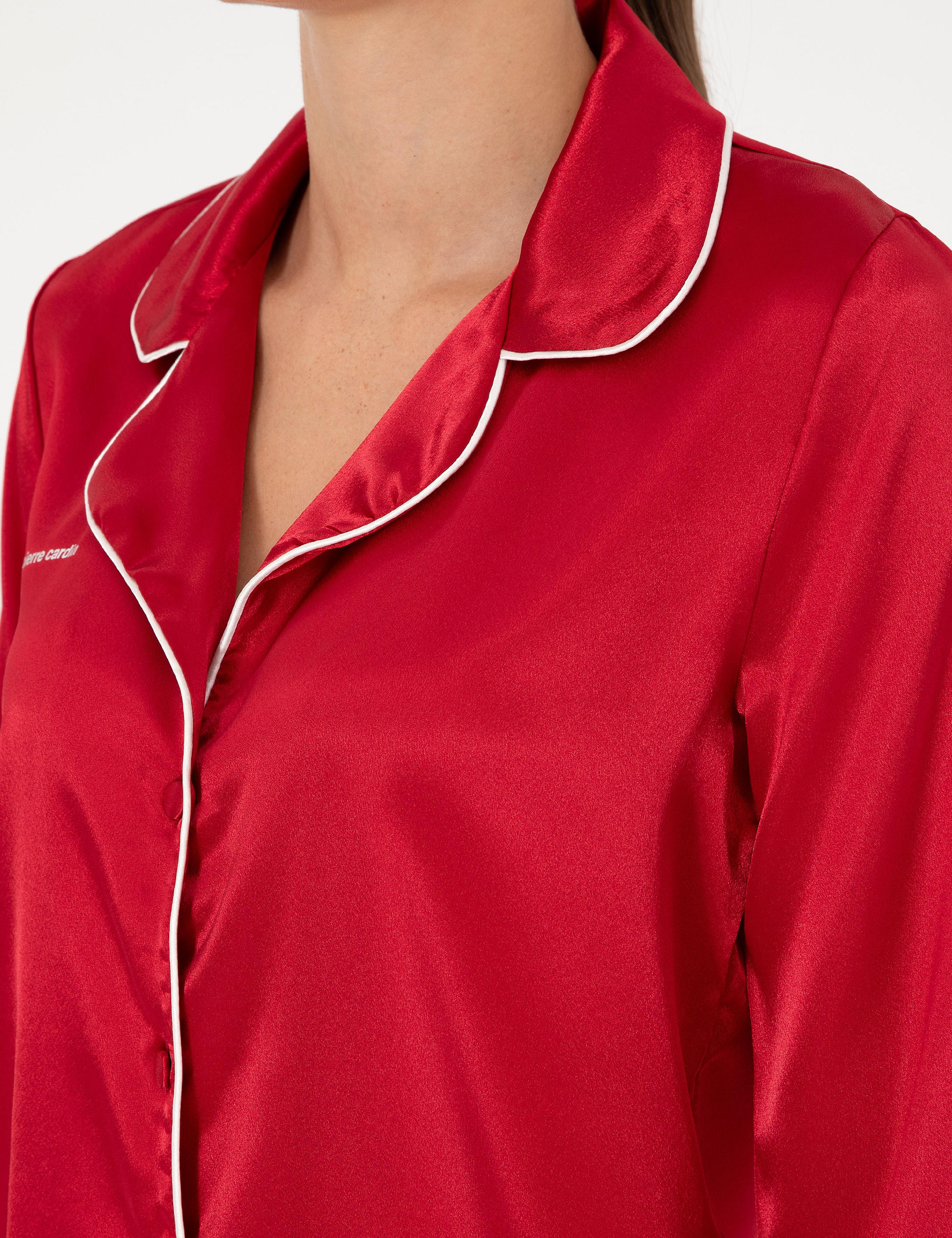 Kırmızı Saten Pijama Takımı