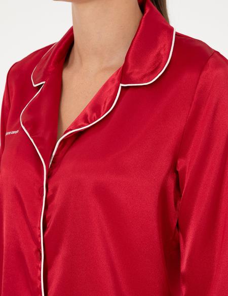 Kırmızı Saten Pijama Takımı - 50303949003