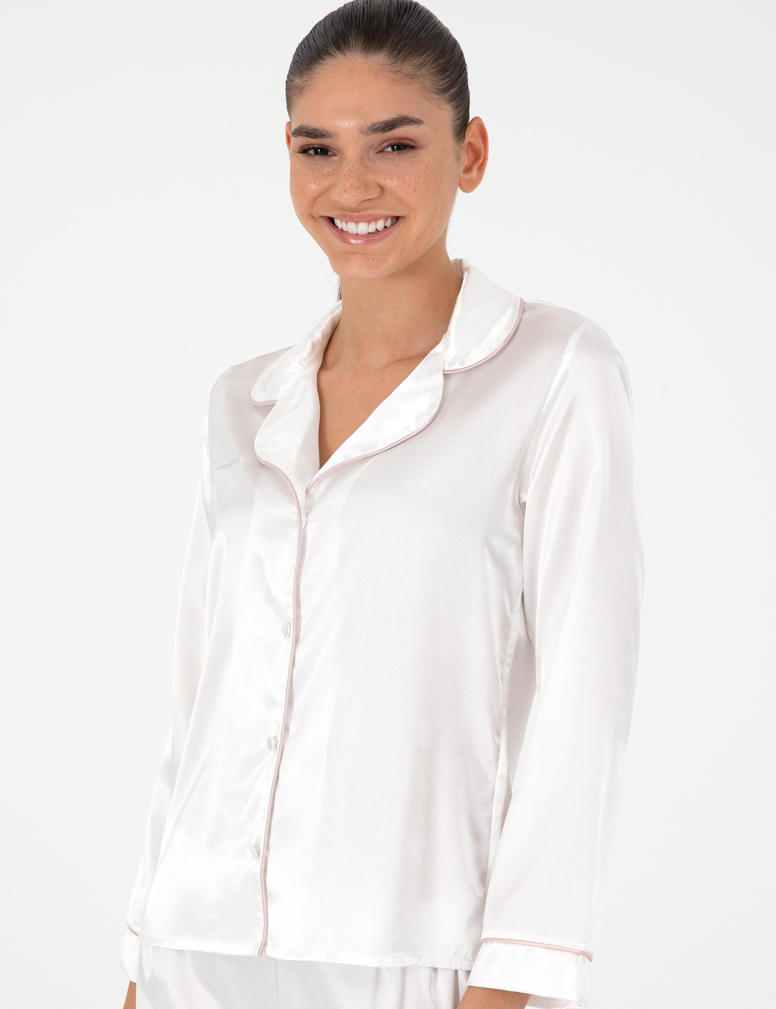 Ekru Saten Pijama Takımı