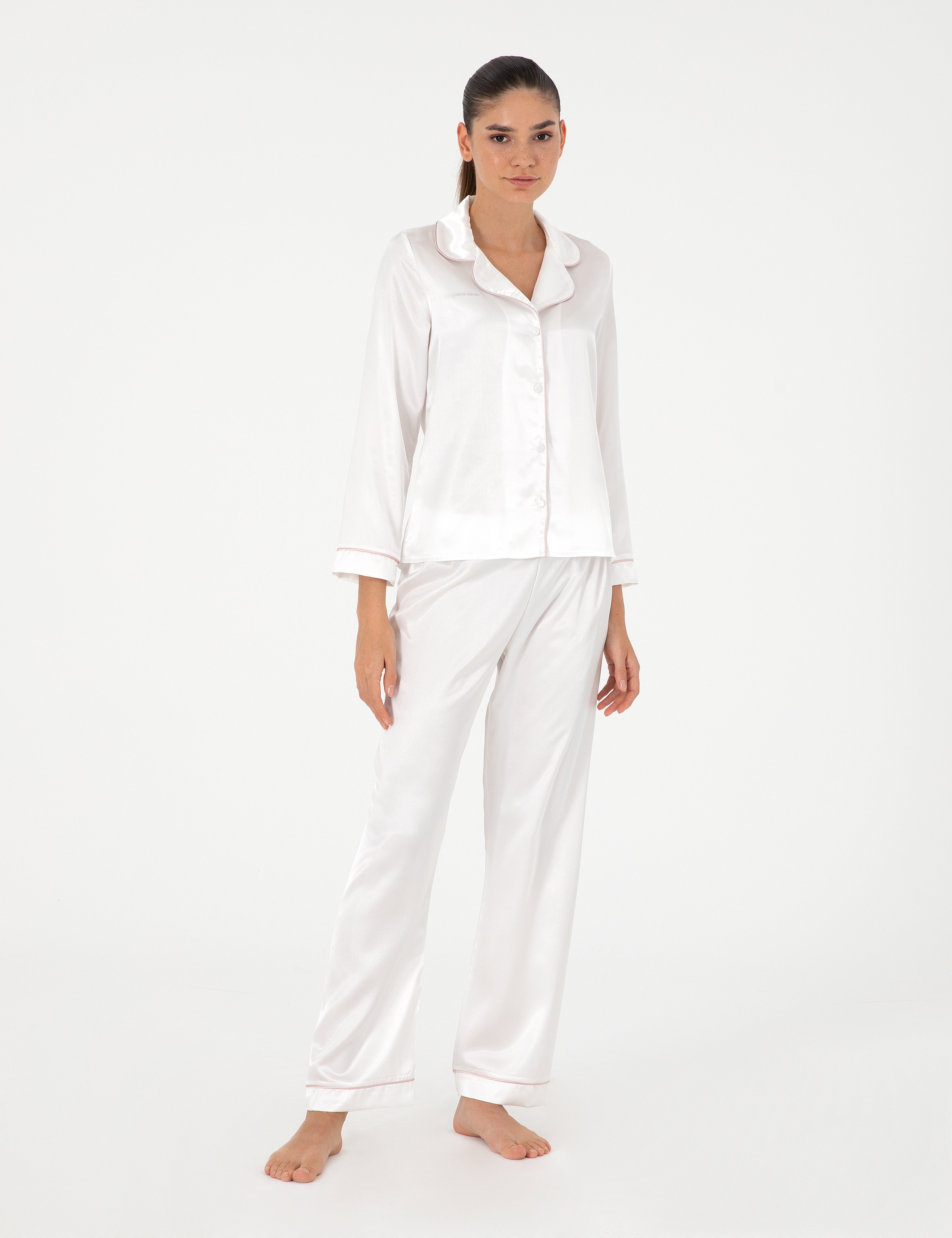 Ekru Saten Pijama Takımı