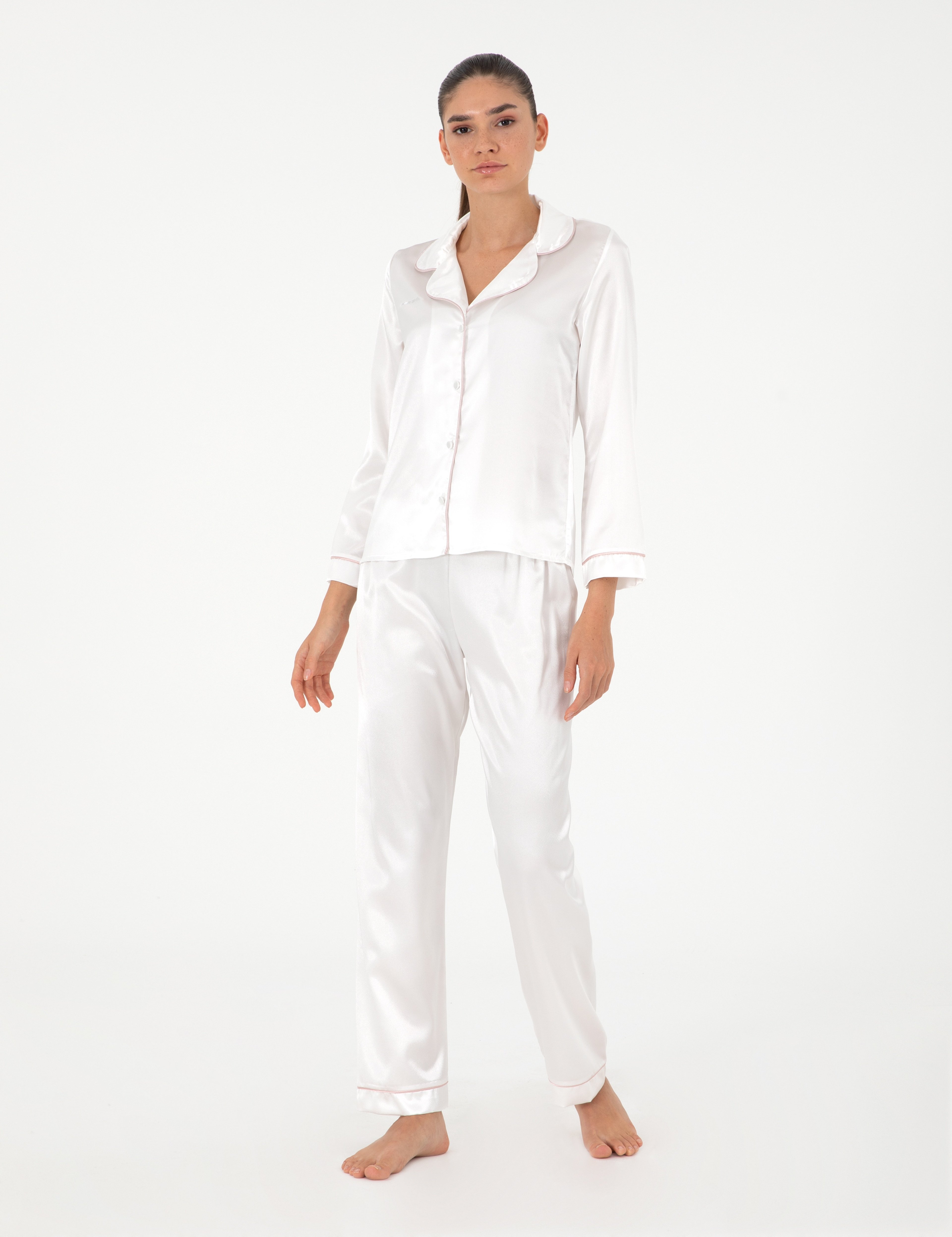 Ekru Saten Pijama Takımı - Image 1