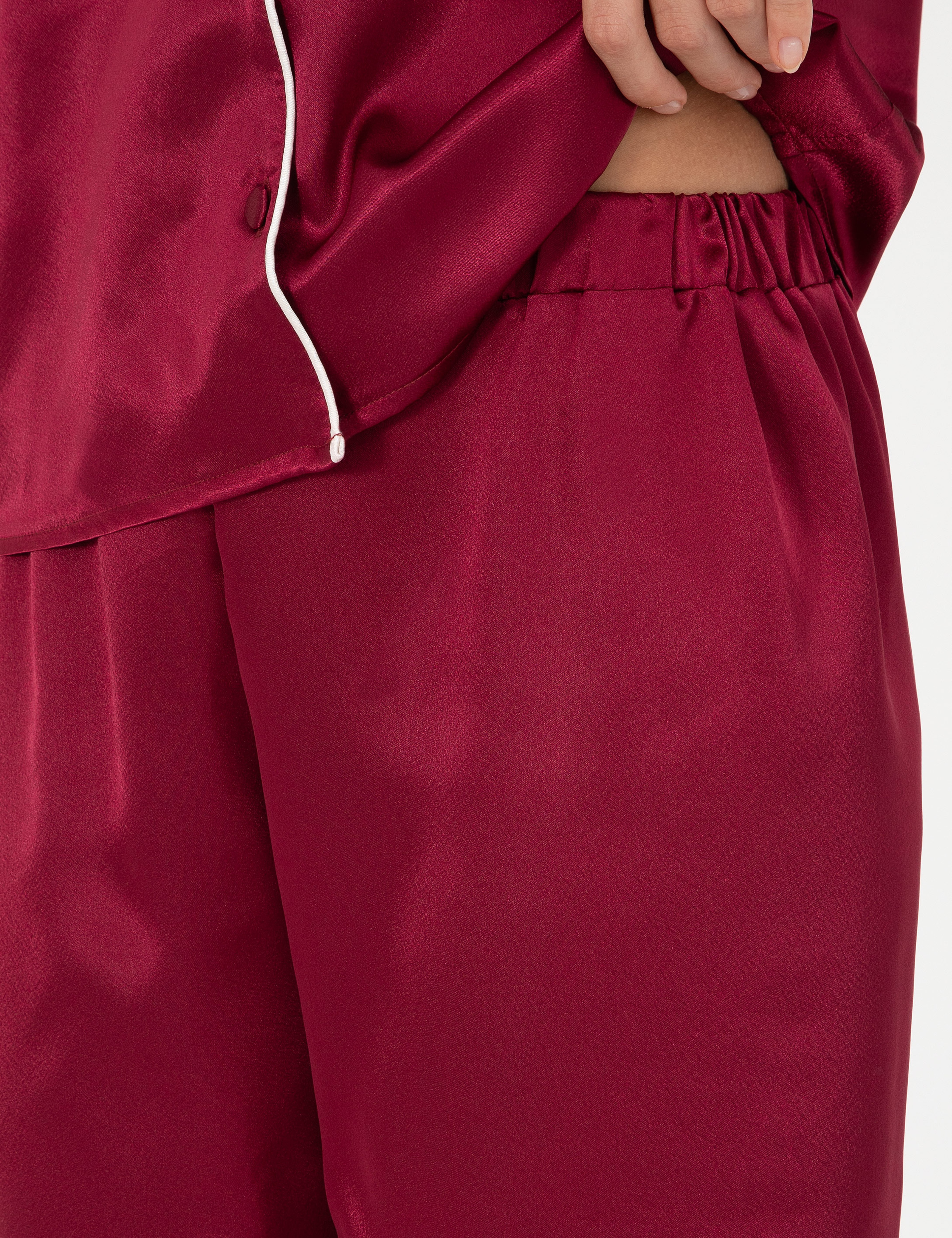 Bordo Saten Pijama Takımı - Image 7