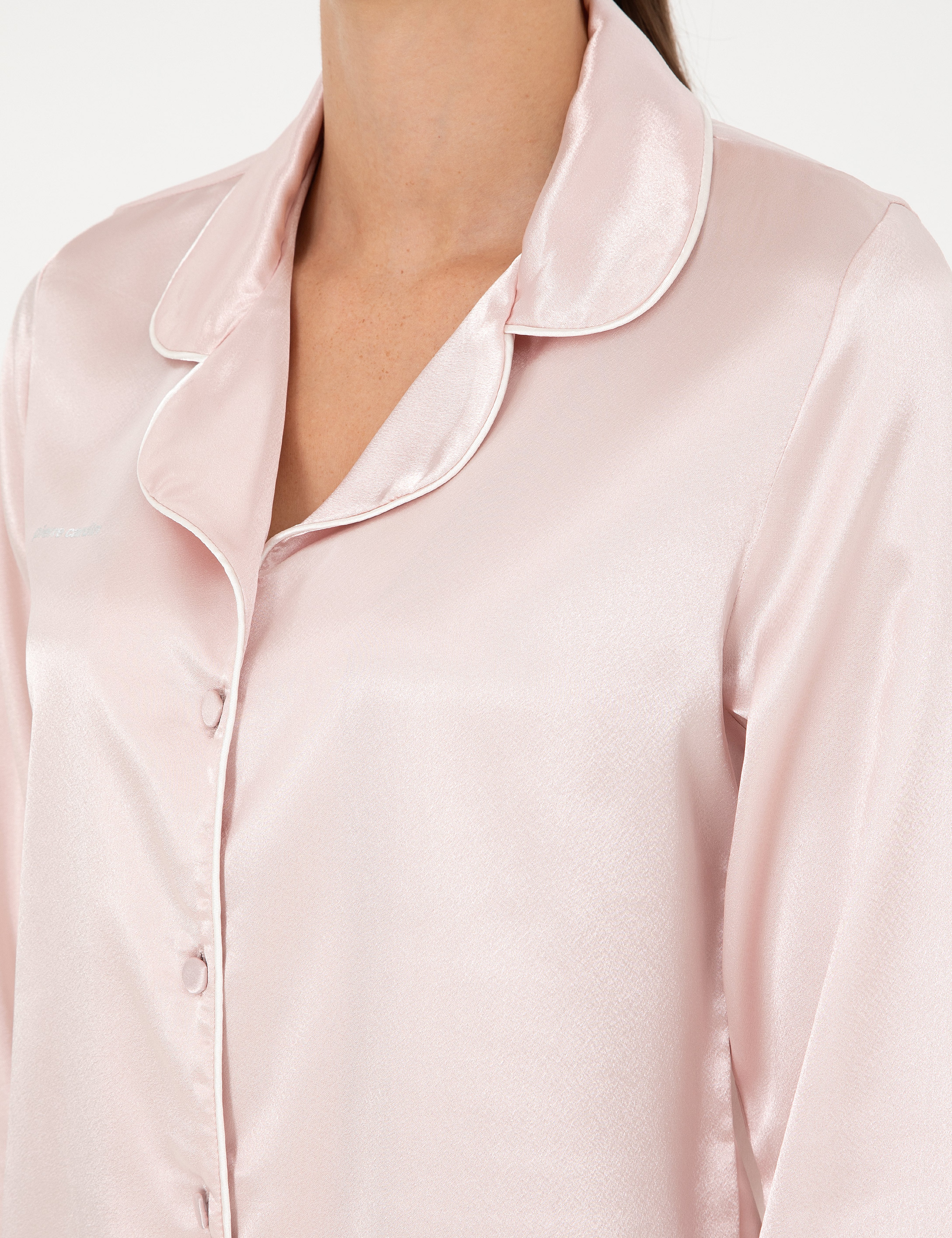 Pudra Saten Pijama Takımı