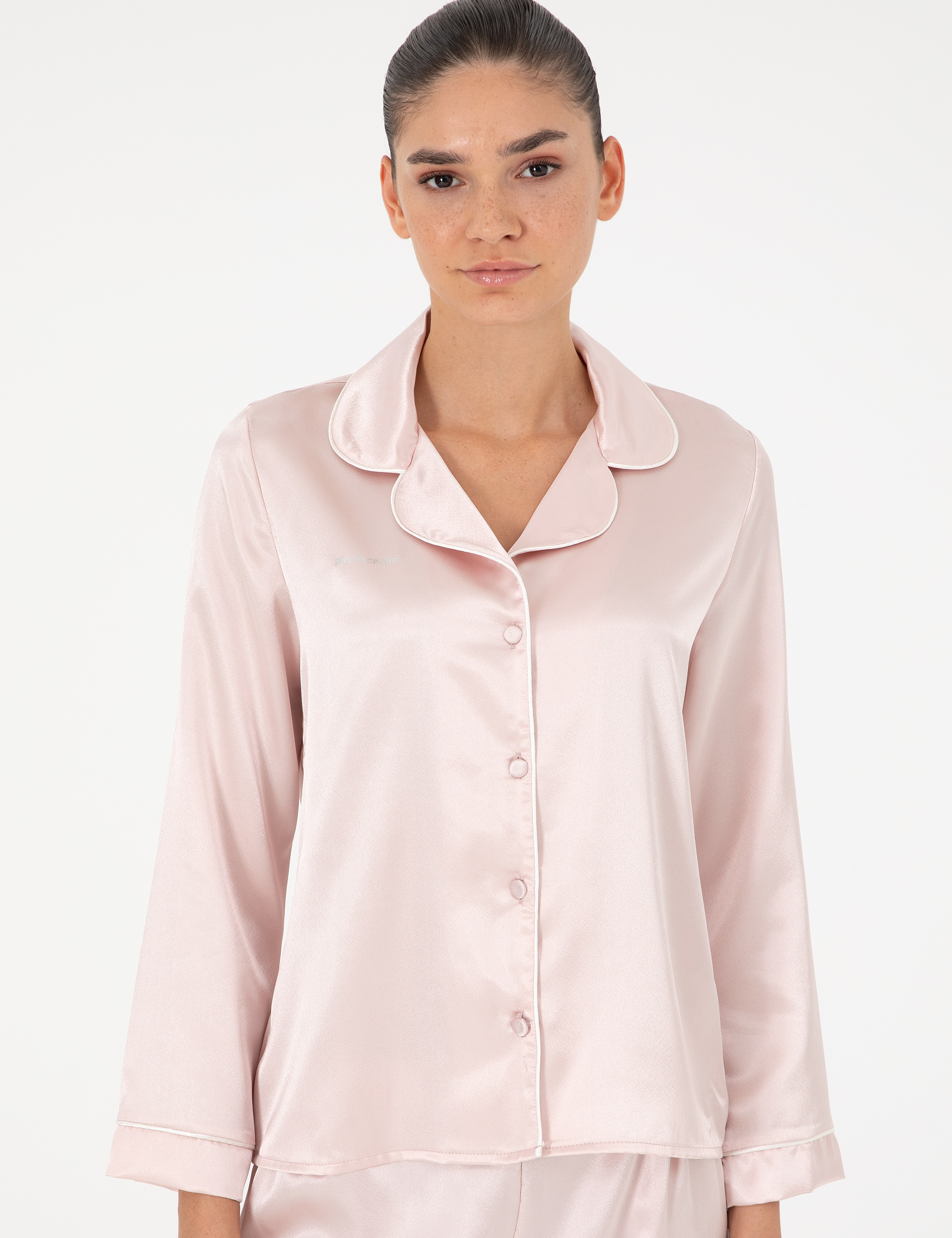 Pudra Saten Pijama Takımı