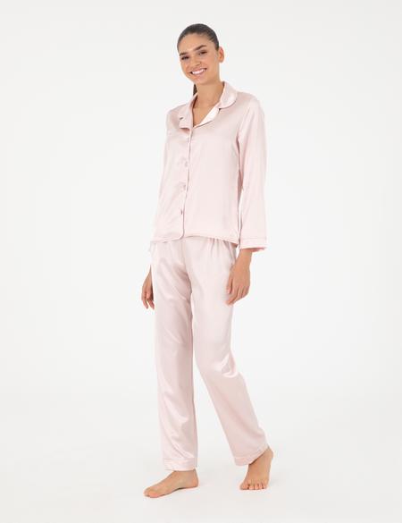 Pudra Saten Pijama Takımı - 50303949023
