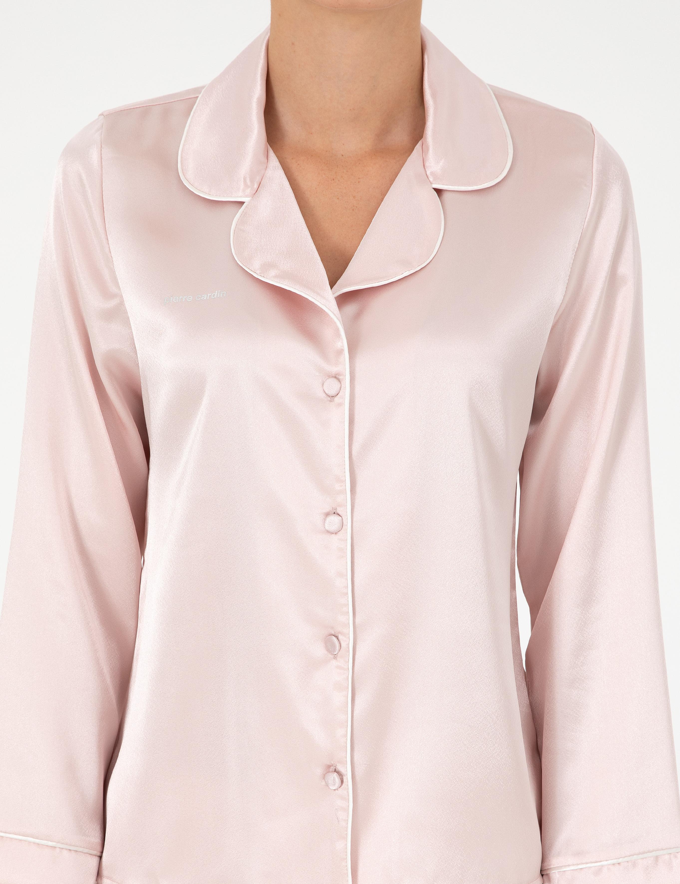 Pudra Saten Pijama Takımı