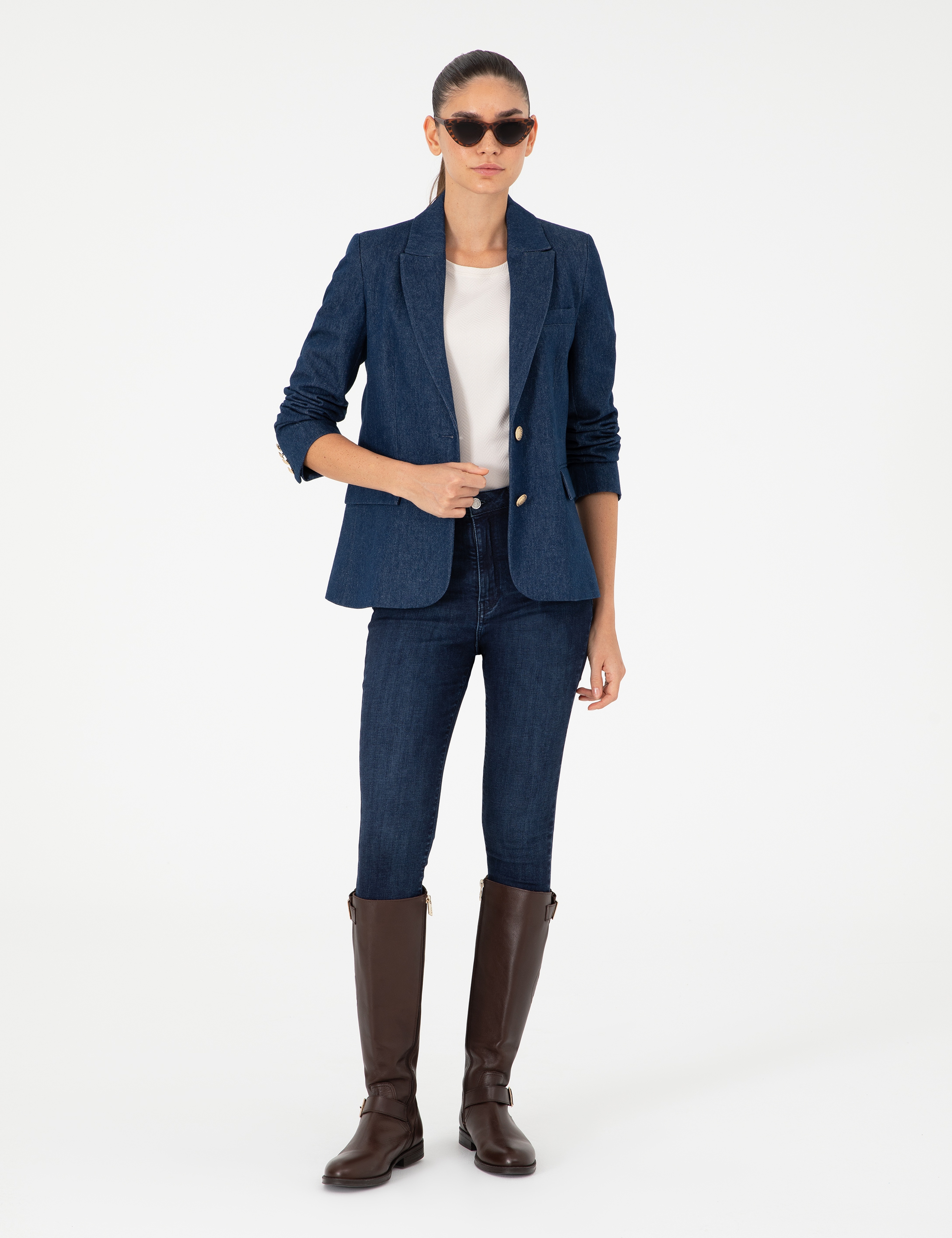 İndigo Regular Fit Jean Ceket - Image 4