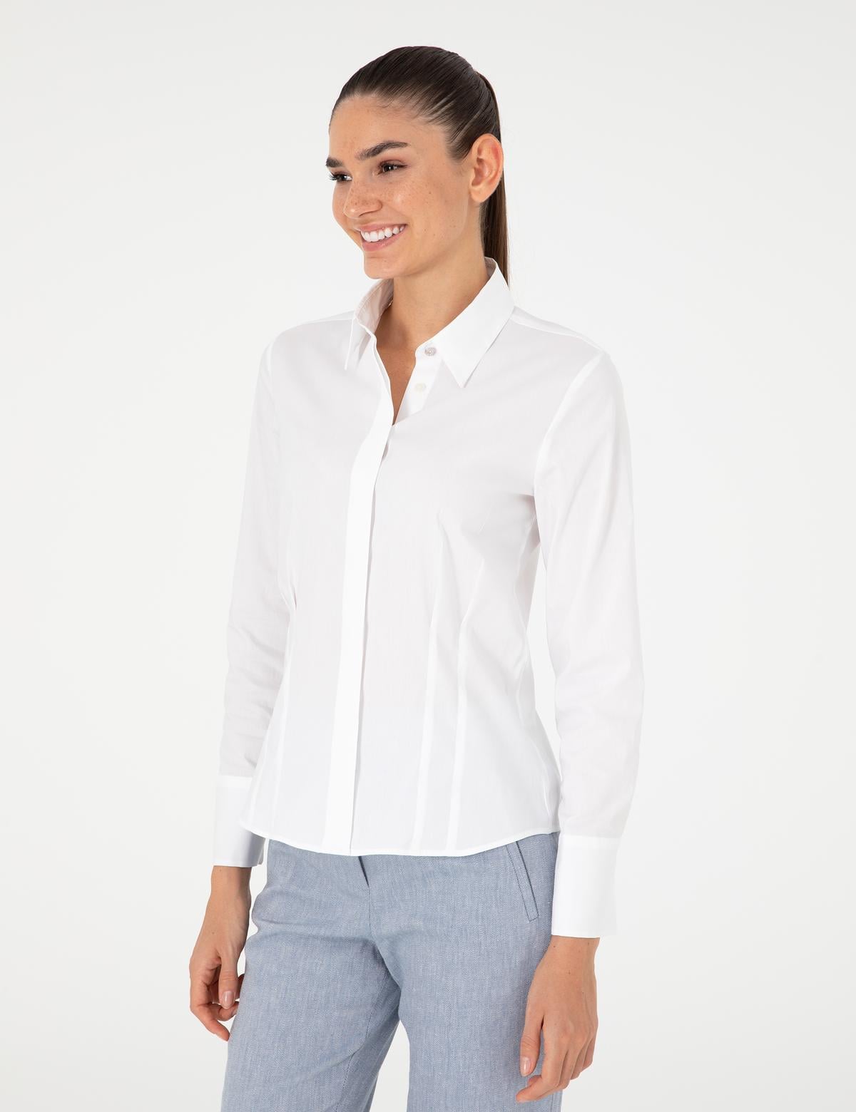 Beyaz Slim Fit Uzun Kollu Gömlek - 50296350004