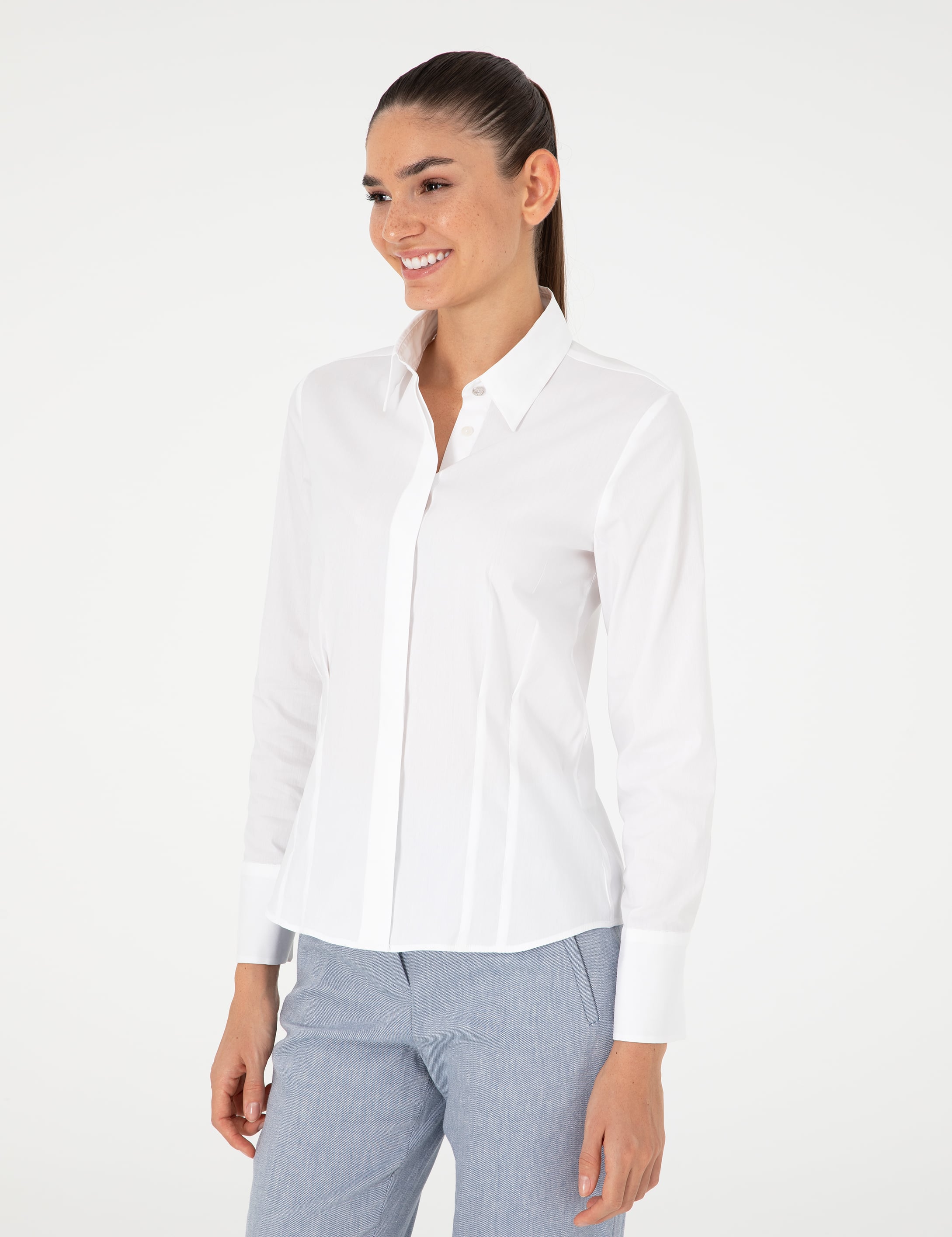 Beyaz Slim Fit Uzun Kollu Gömlek - Image 3