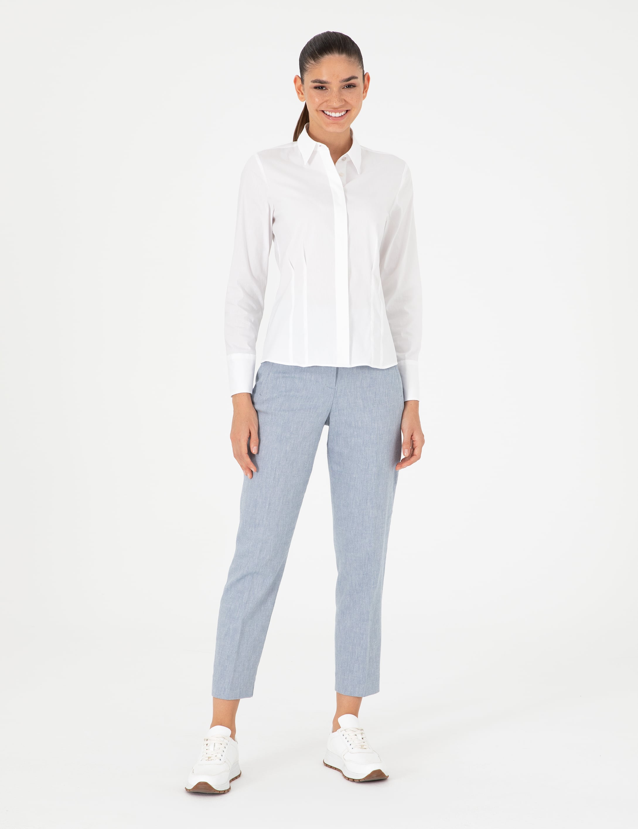 Beyaz Slim Fit Uzun Kollu Gömlek