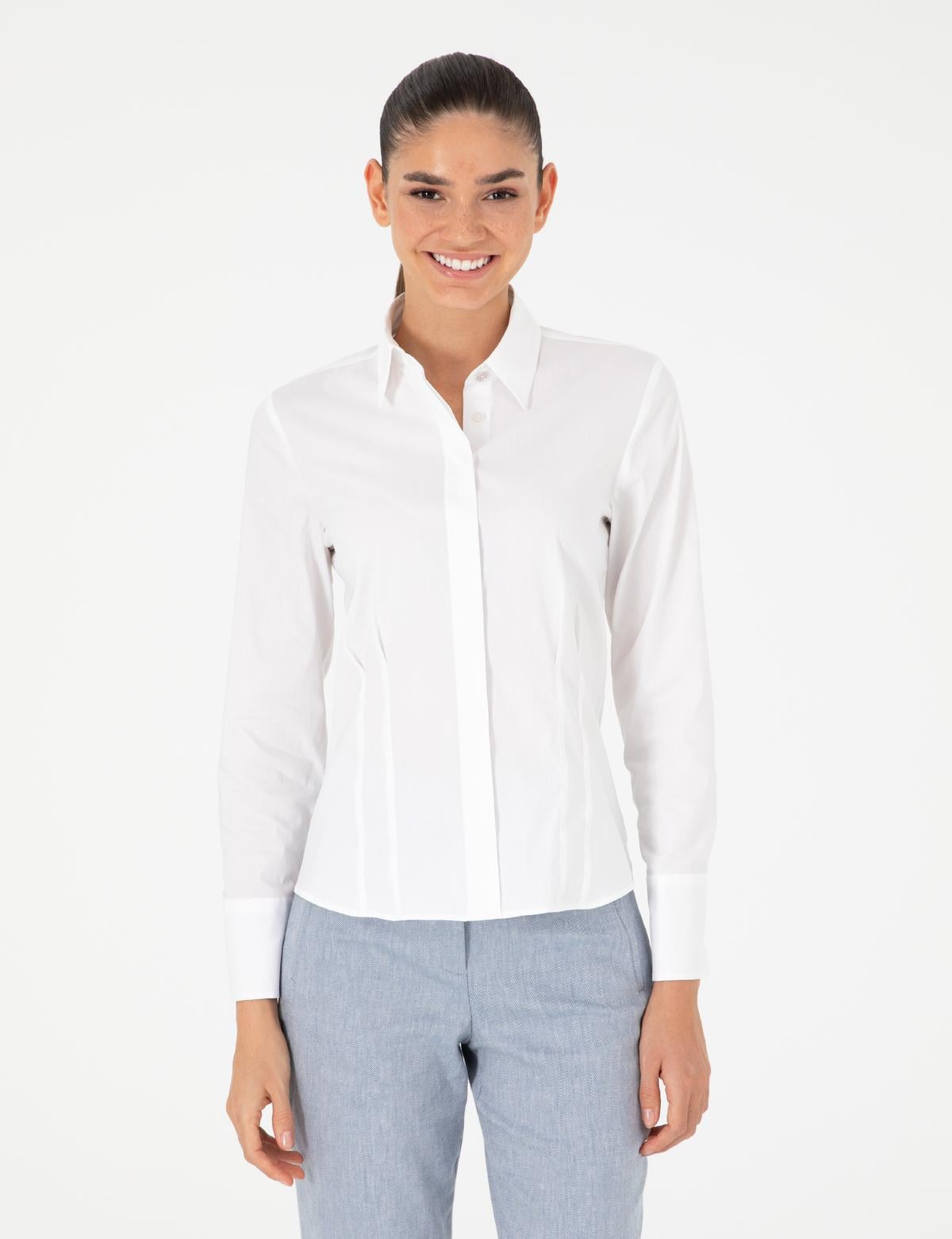 Beyaz Slim Fit Uzun Kollu Gömlek