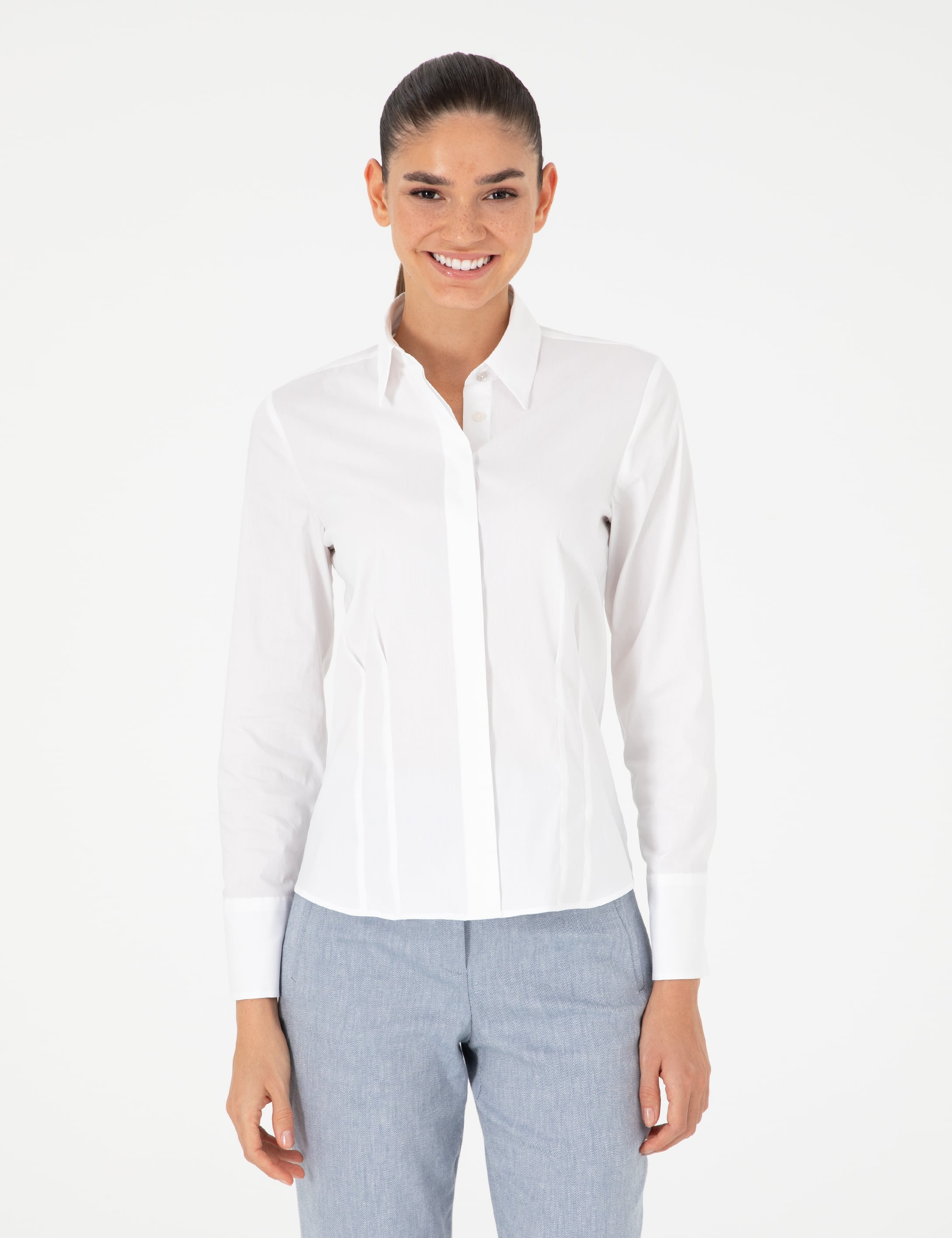 Beyaz Slim Fit Uzun Kollu Gömlek