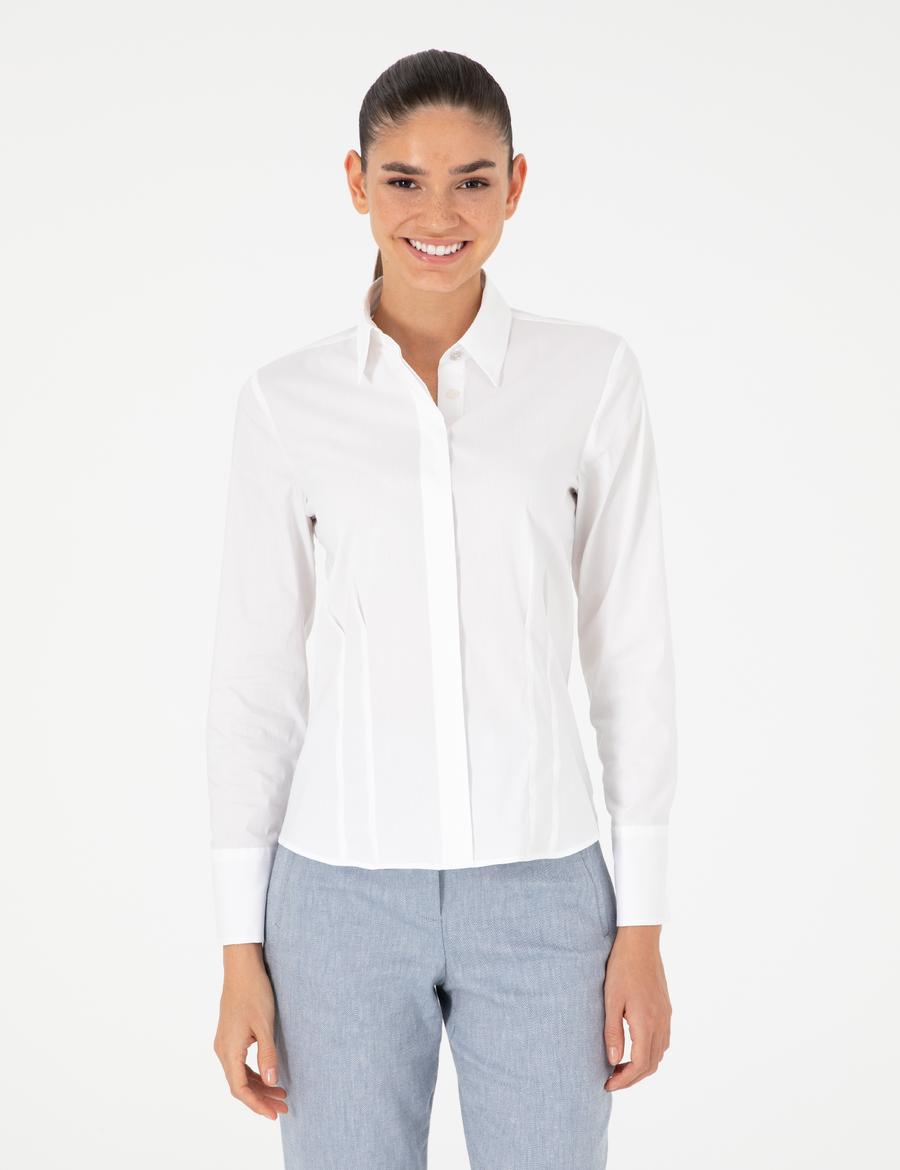 Beyaz Slim Fit Uzun Kollu Gömlek