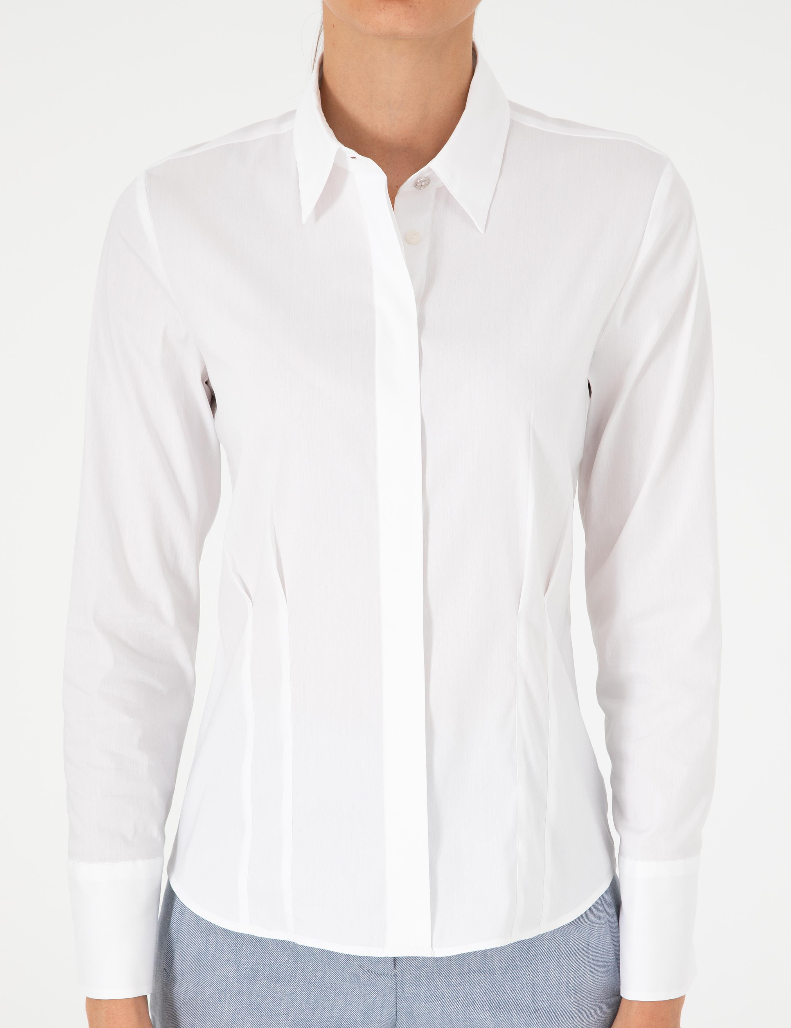 Beyaz Slim Fit Uzun Kollu Gömlek