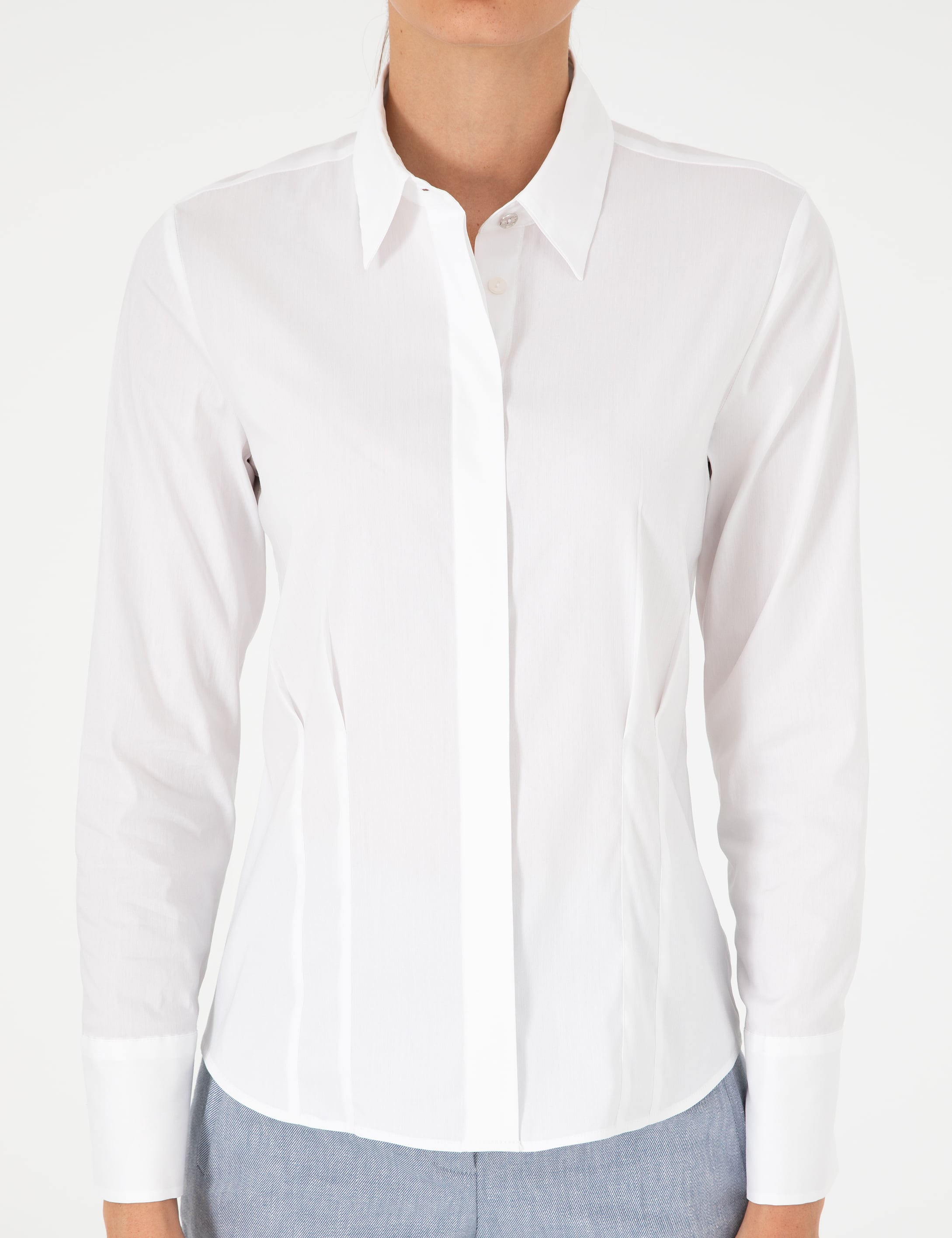 Beyaz Slim Fit Uzun Kollu Gömlek