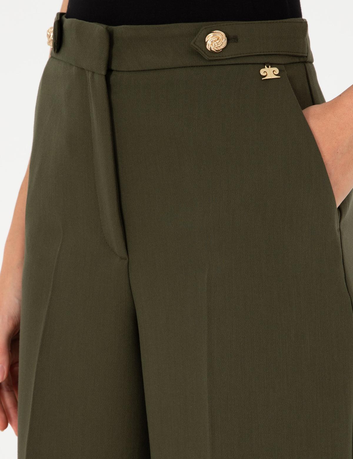 Haki Palazzo Kumaş Pantolon - 50296528014