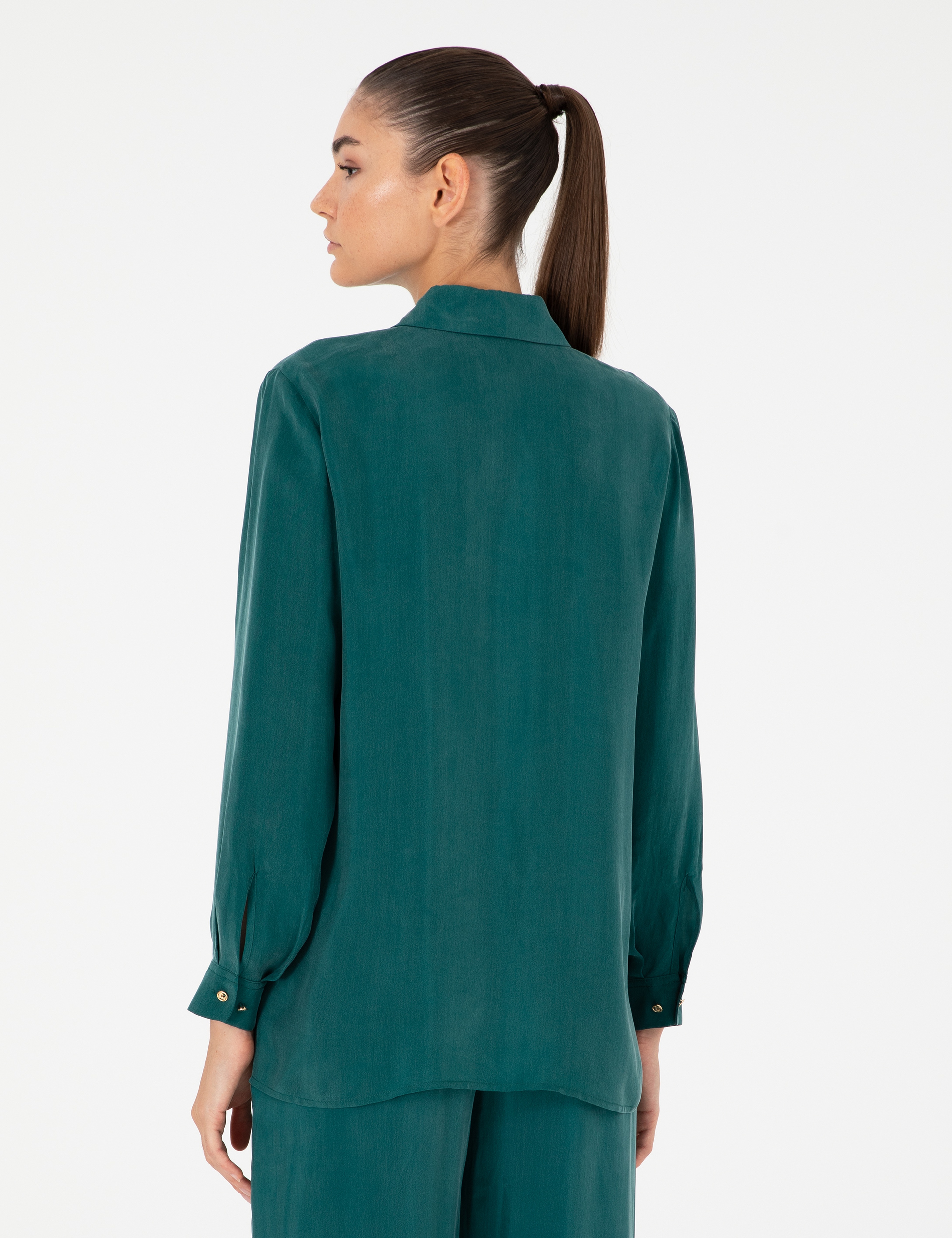 Koyu Yeşil Comfort Fit Uzun Kollu Gömlek - Image 5