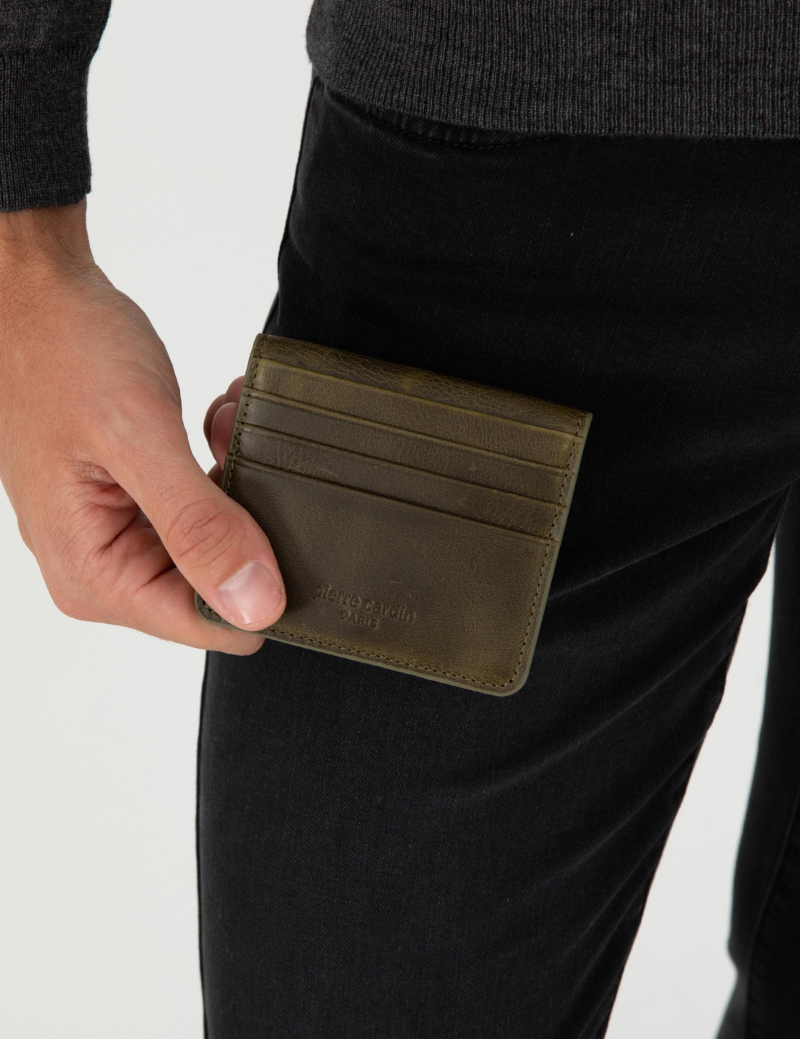 Erkek Haki Deri Cüzdan