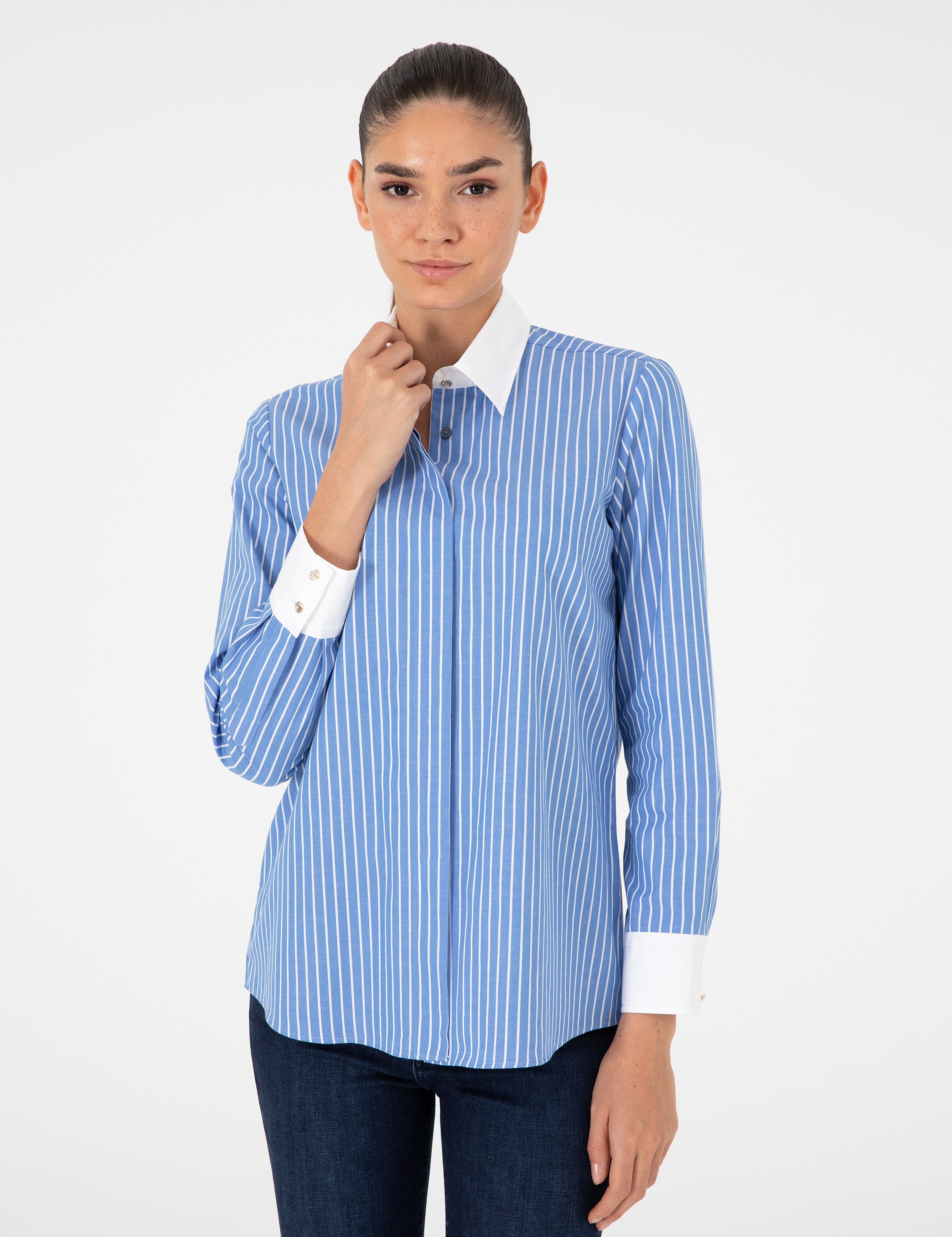 Mavi Comfort Fit Uzun Kollu Gömlek - Image 3