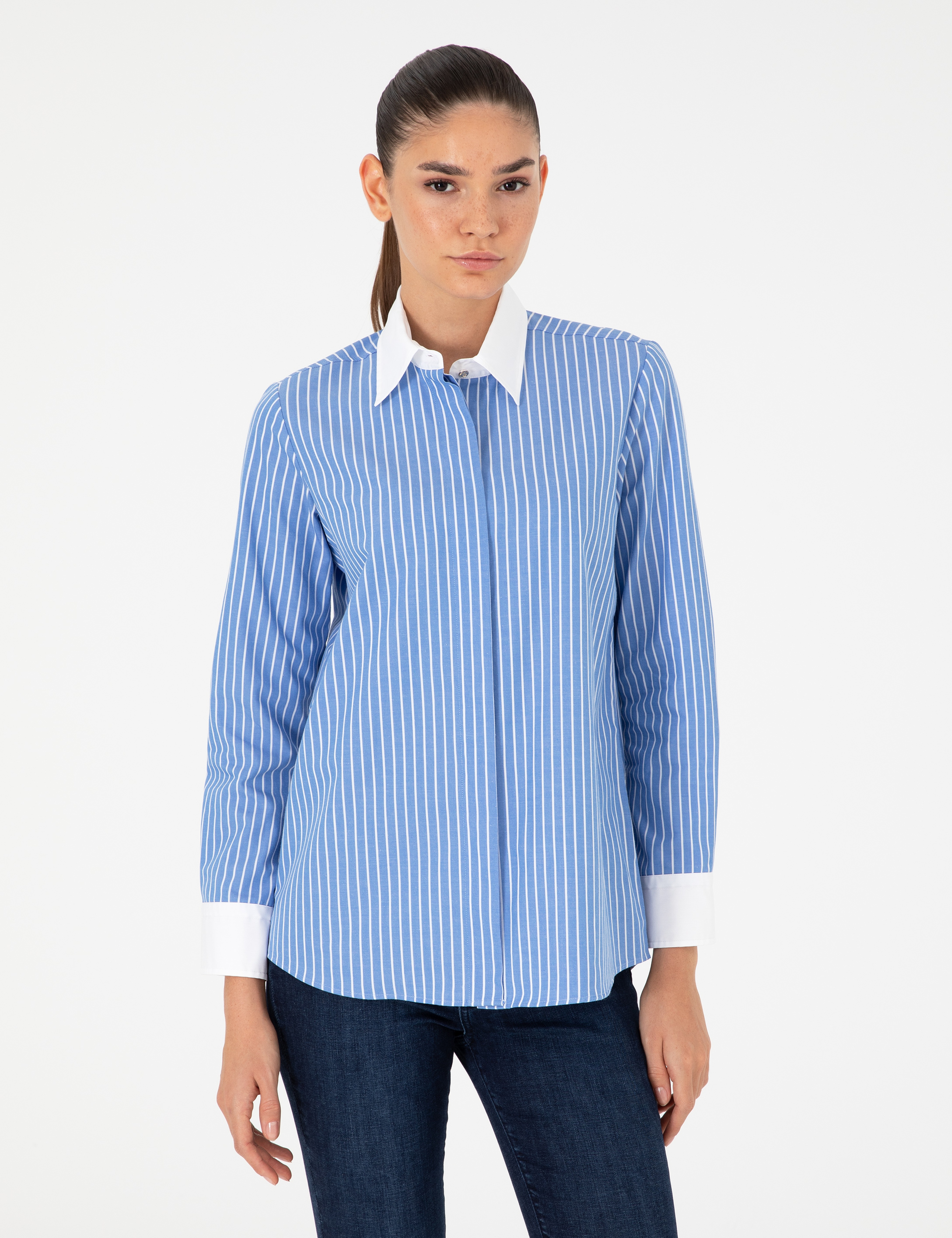 Mavi Comfort Fit Uzun Kollu Gömlek - Image 1