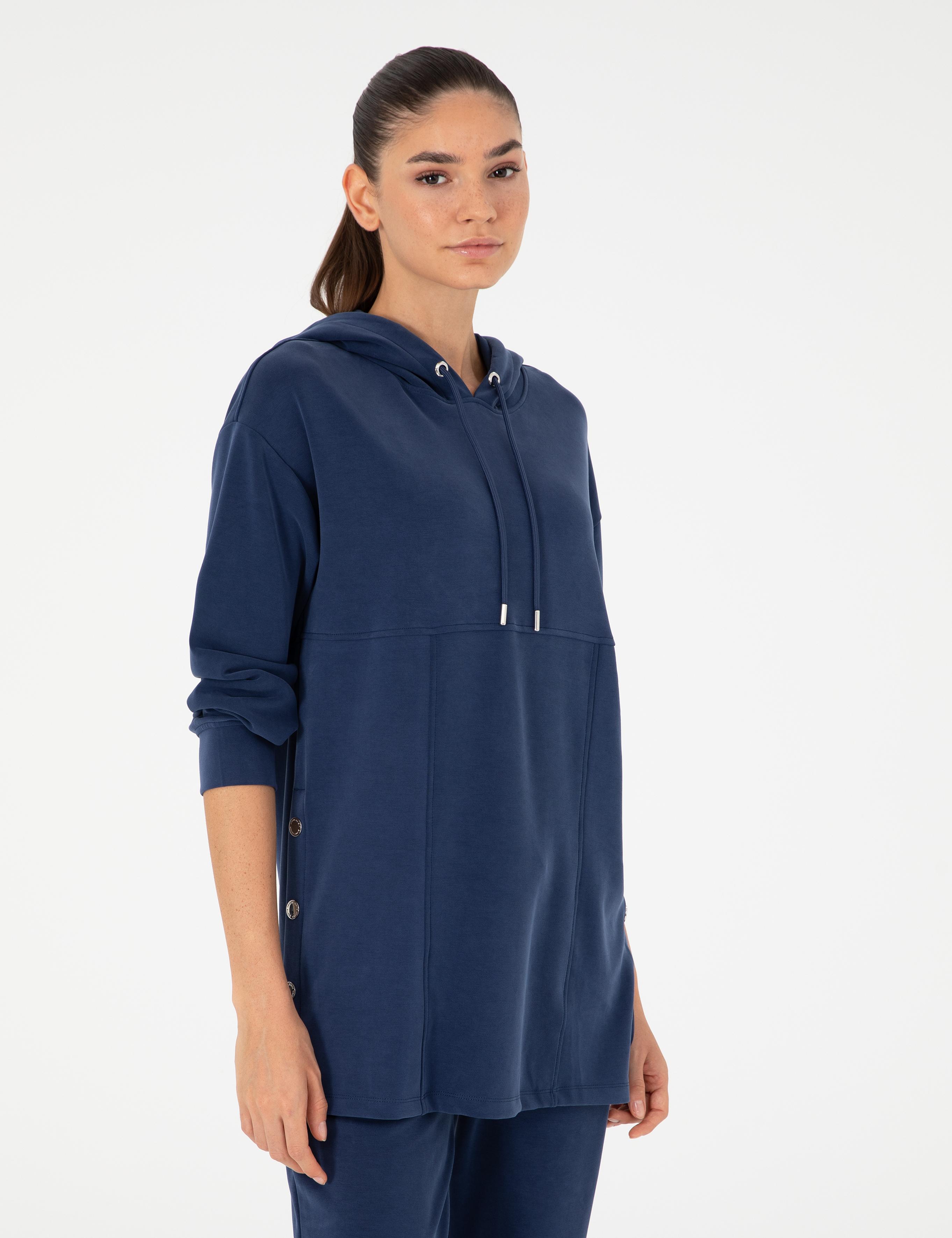Lacivert Comfort Fit Modal Kumaş Sweatshirt
