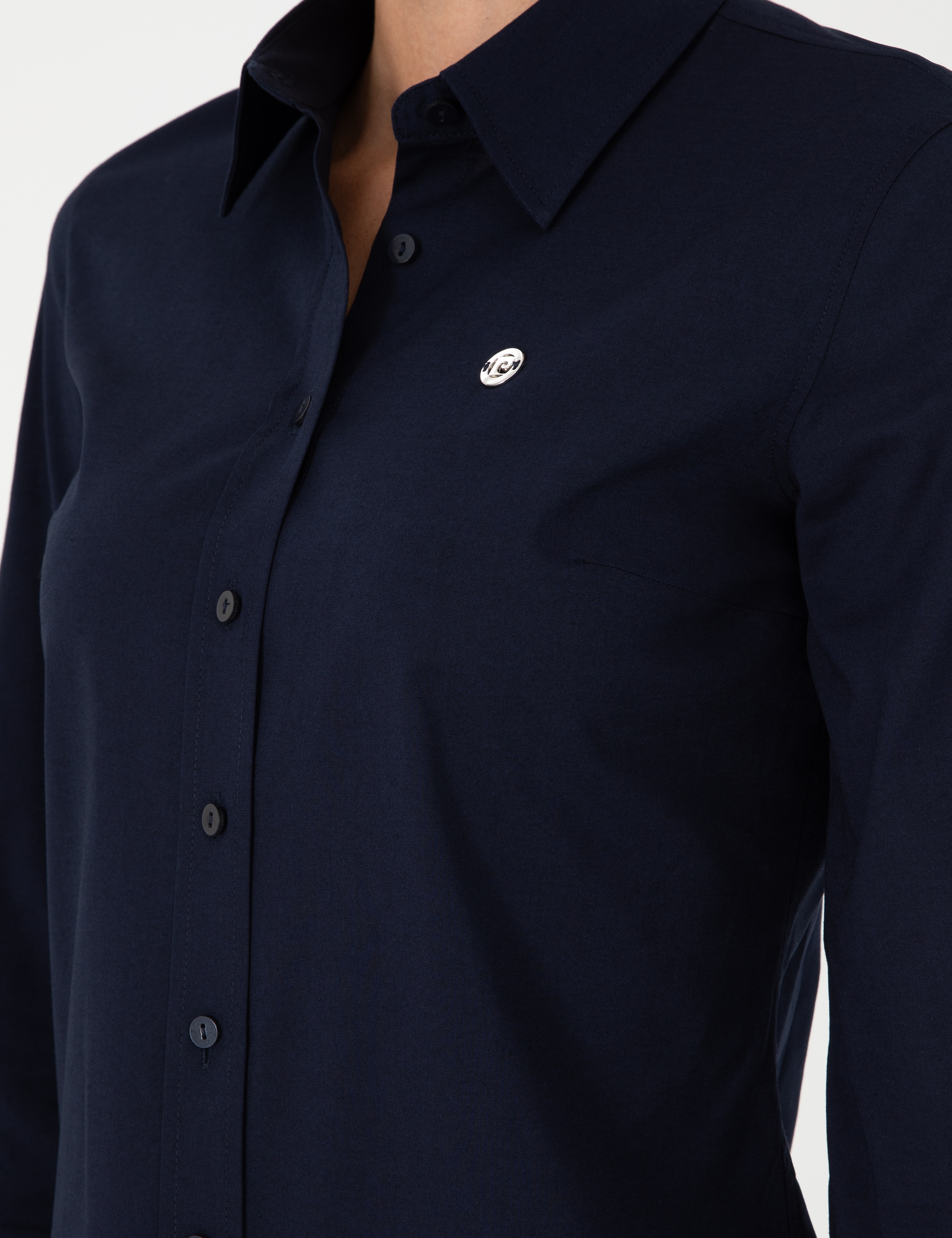 Lacivert Slim Fit Uzun Kollu Gömlek