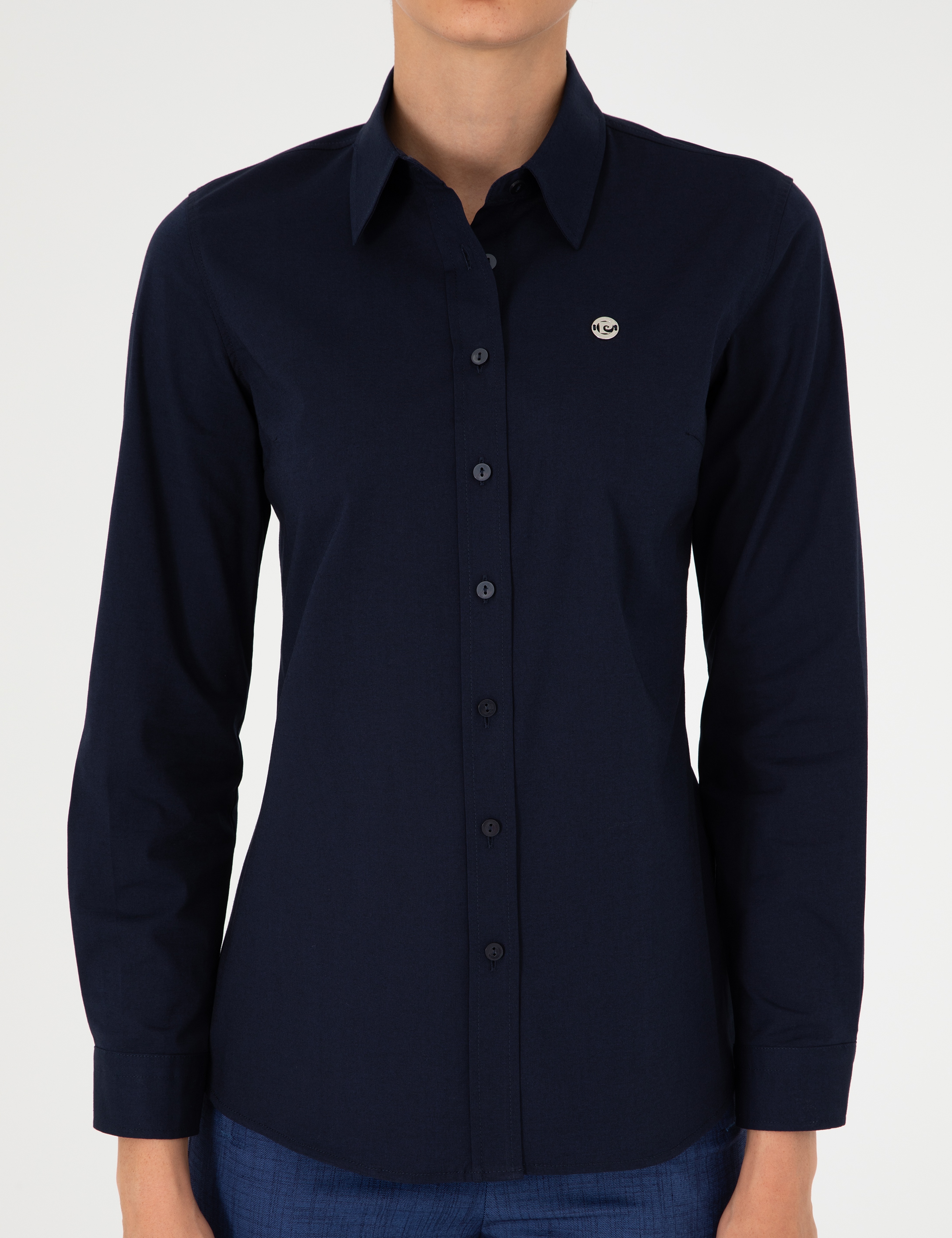 Lacivert Slim Fit Uzun Kollu Gömlek - Image 6