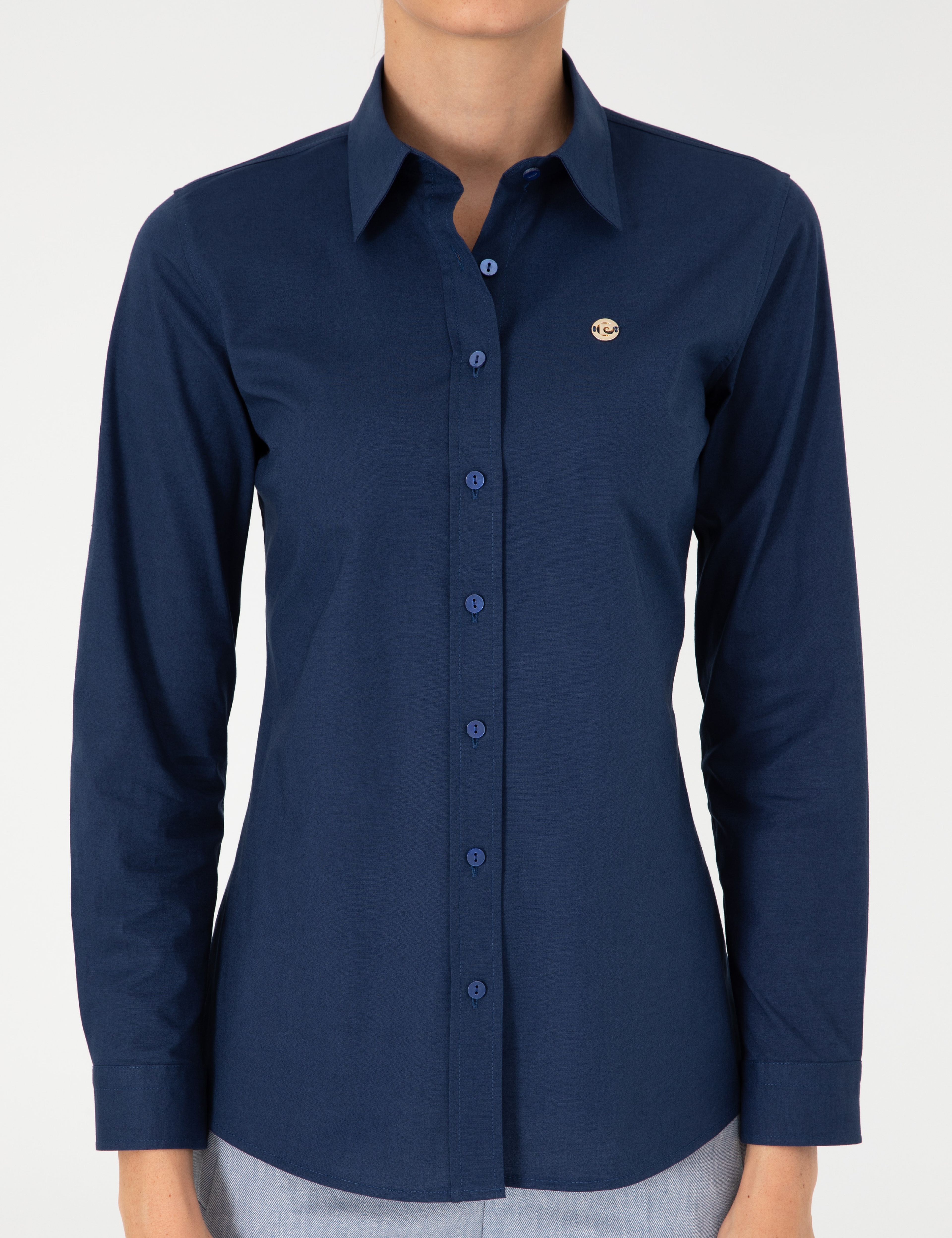 Açık İndigo Slim Fit Uzun Kollu Gömlek