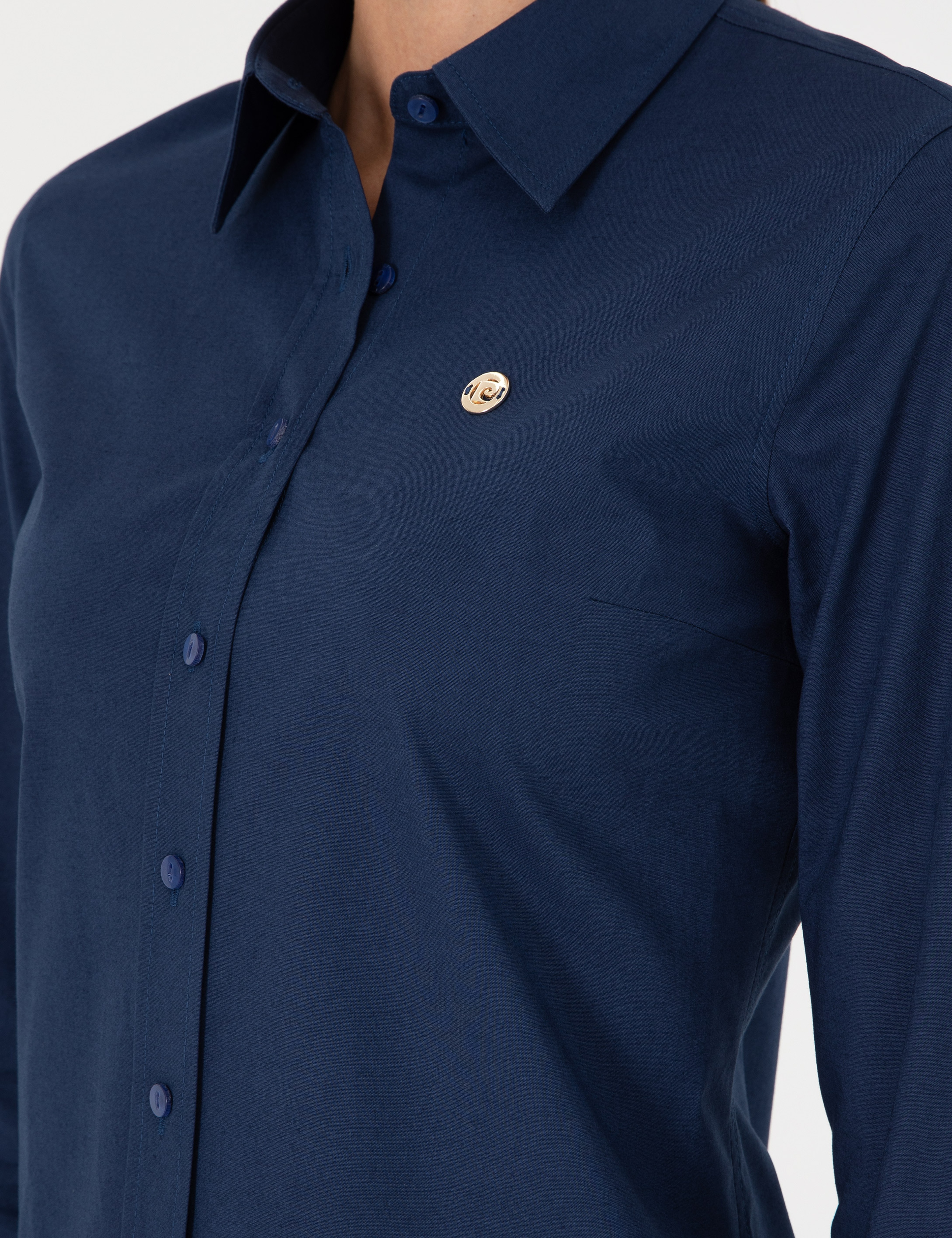 Açık İndigo Slim Fit Uzun Kollu Gömlek - Image 7