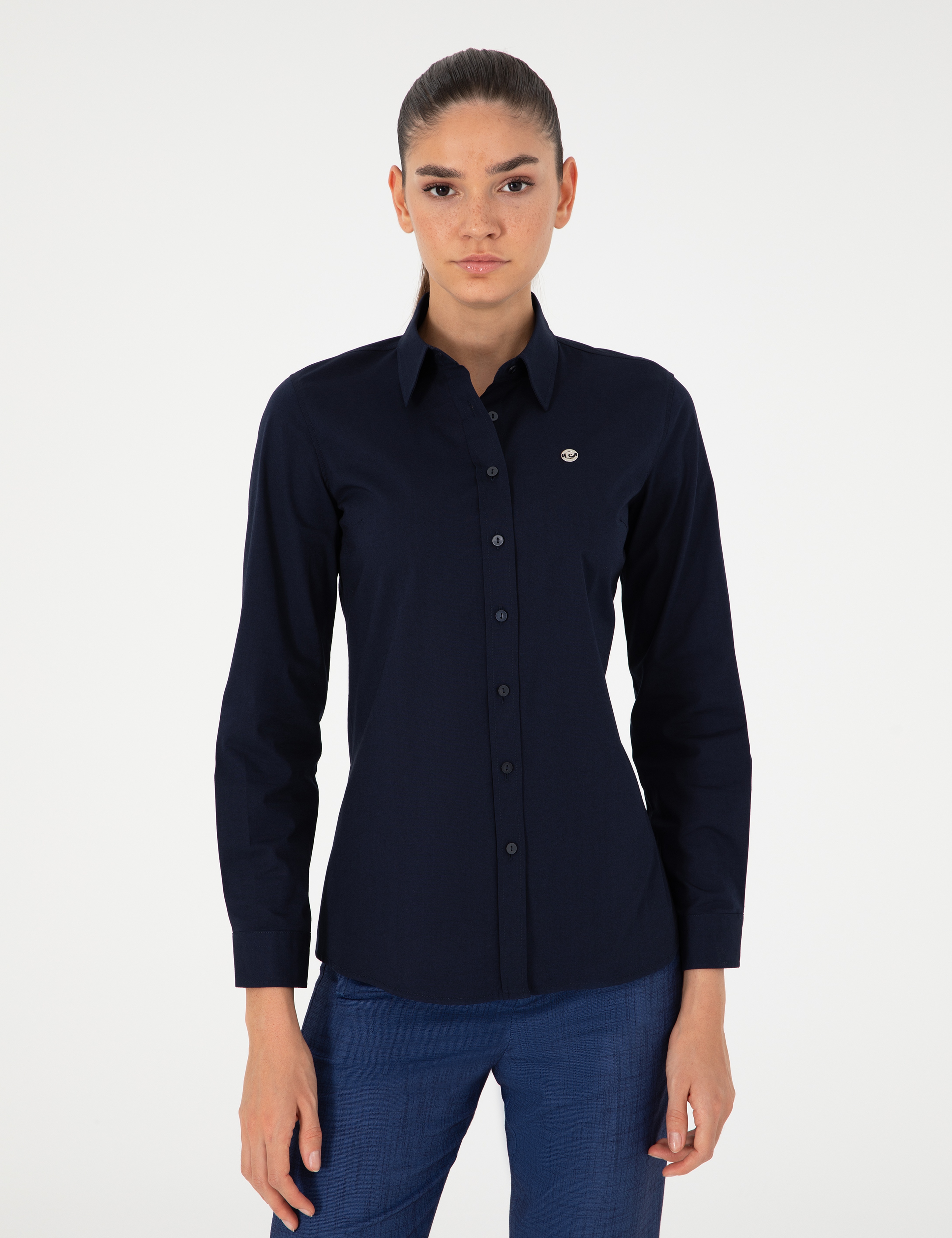 Lacivert Slim Fit Uzun Kollu Gömlek - Image 3