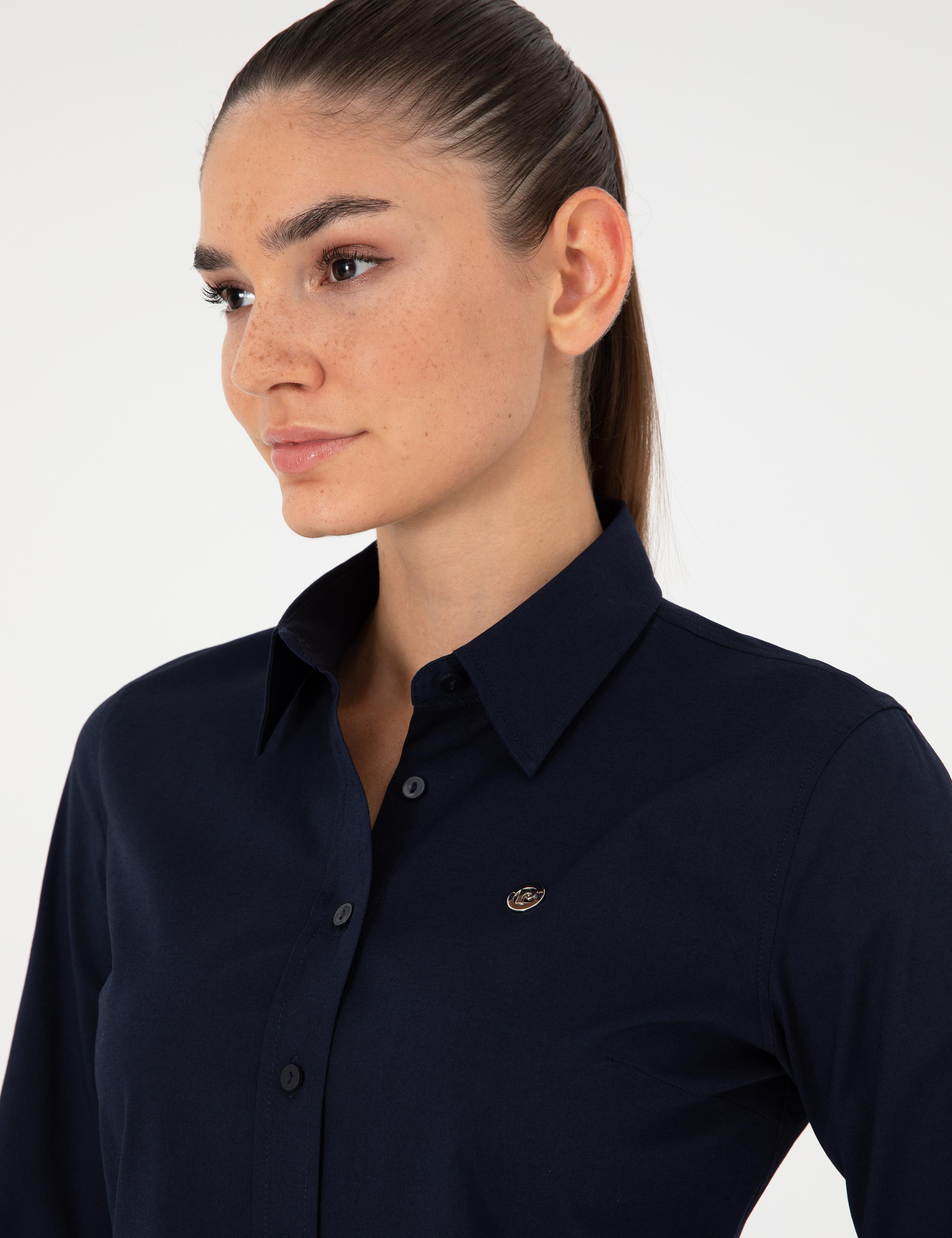 Lacivert Slim Fit Uzun Kollu Gömlek