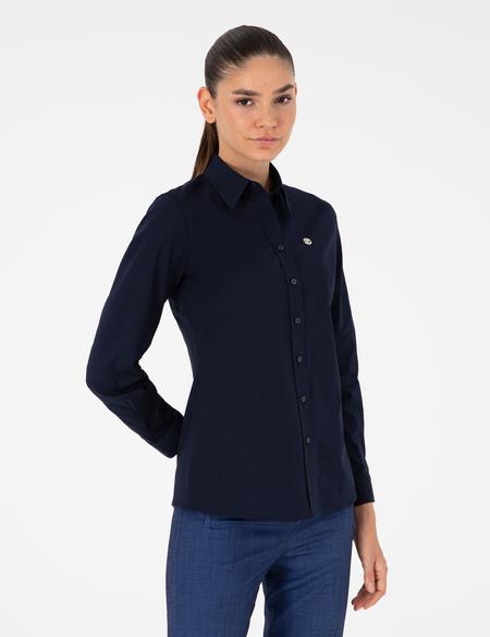 Lacivert Slim Fit Uzun Kollu Gömlek - 50299610036