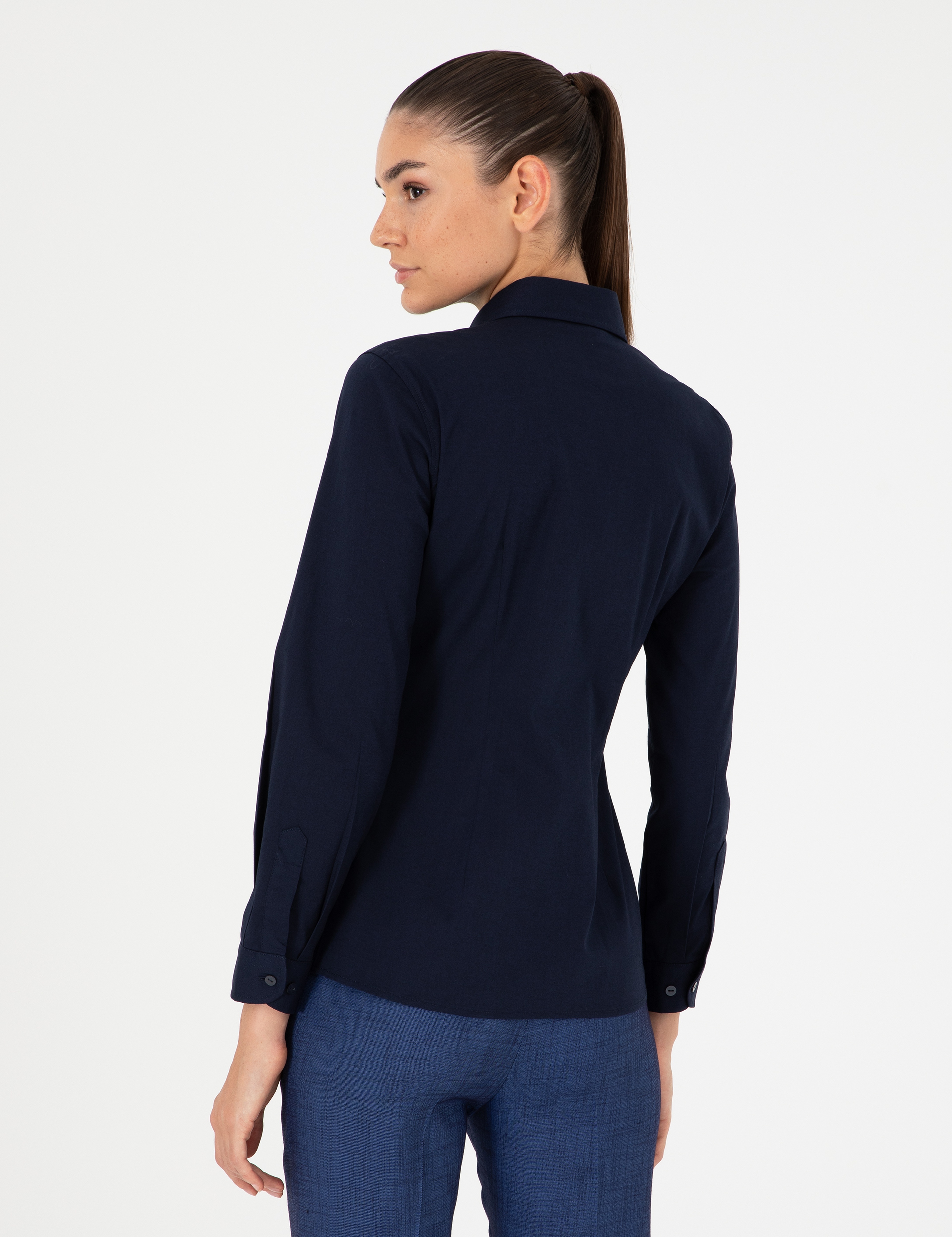 Lacivert Slim Fit Uzun Kollu Gömlek - Image 5