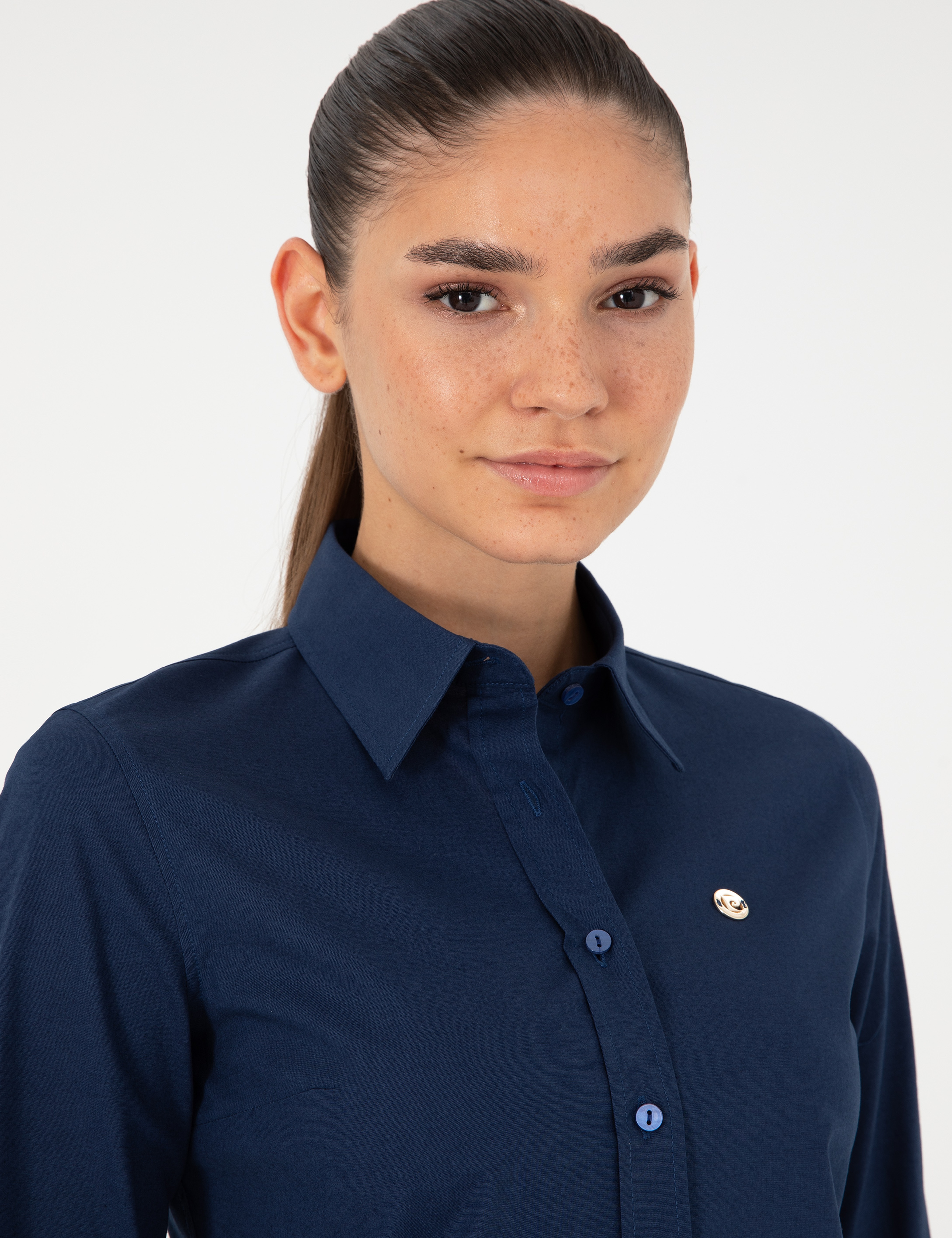 Açık İndigo Slim Fit Uzun Kollu Gömlek - Image 2