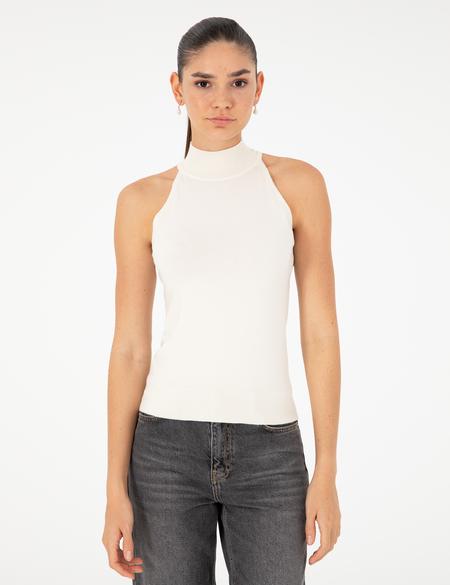 Ekru Slim Fit Triko Bluz - 50296460006