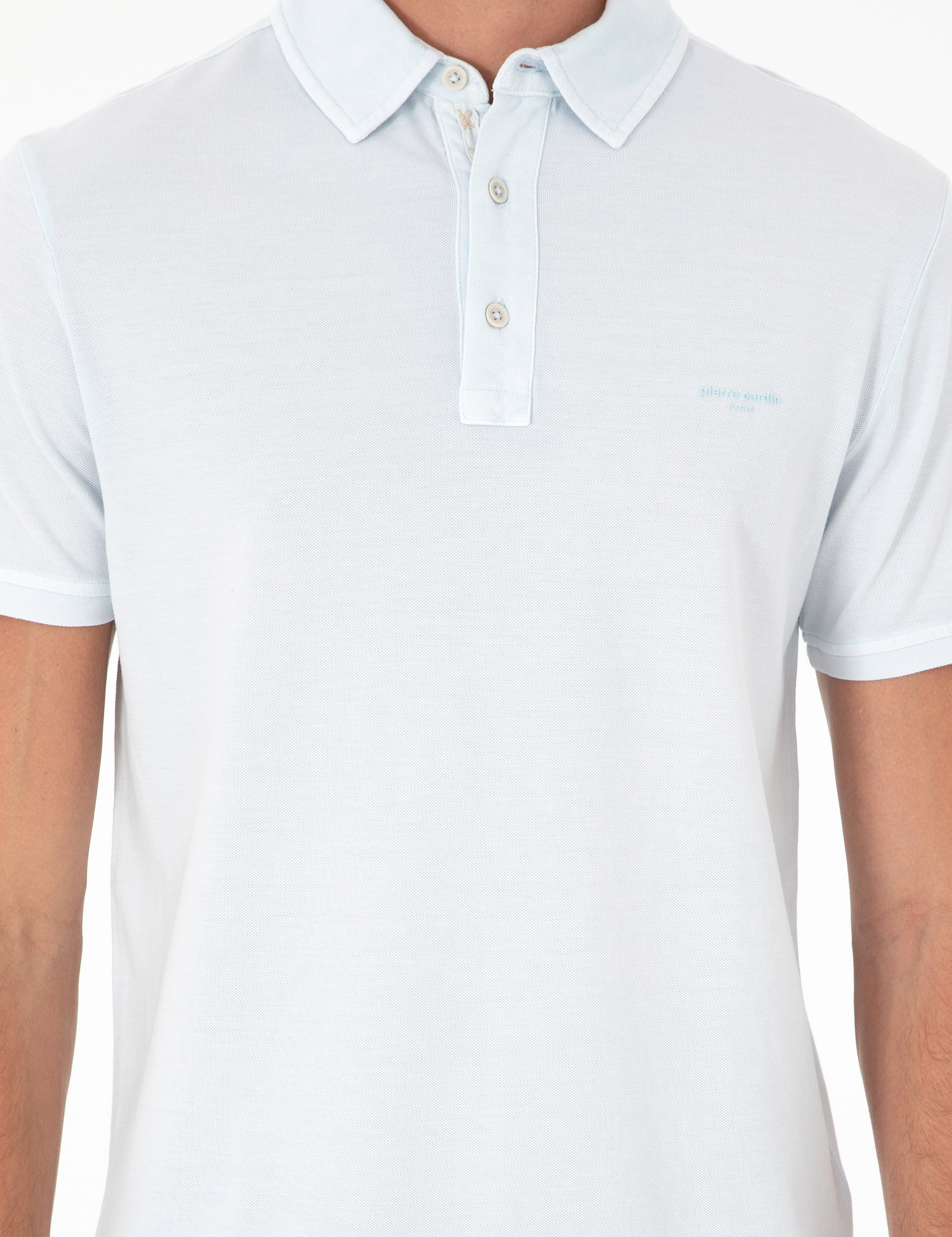 Açık Mavi Slim Fit %100 Pamuk Tişört - Image 6