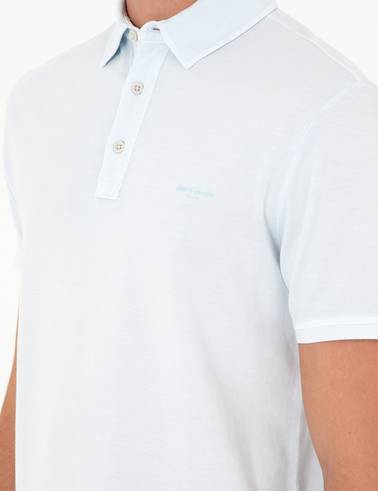 Açık Mavi Slim Fit %100 Pamuk Tişört