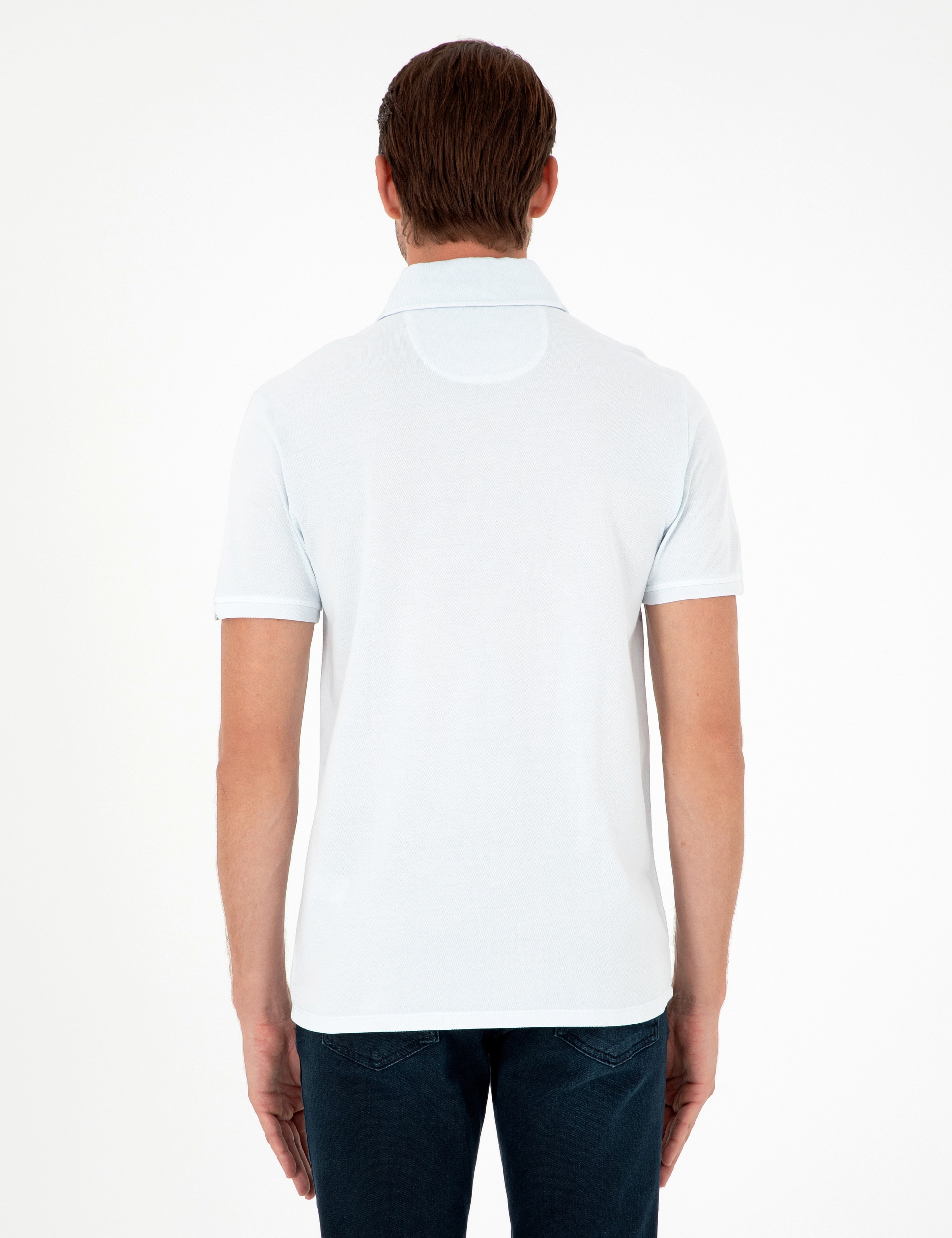 Açık Mavi Slim Fit %100 Pamuk Tişört - Image 5
