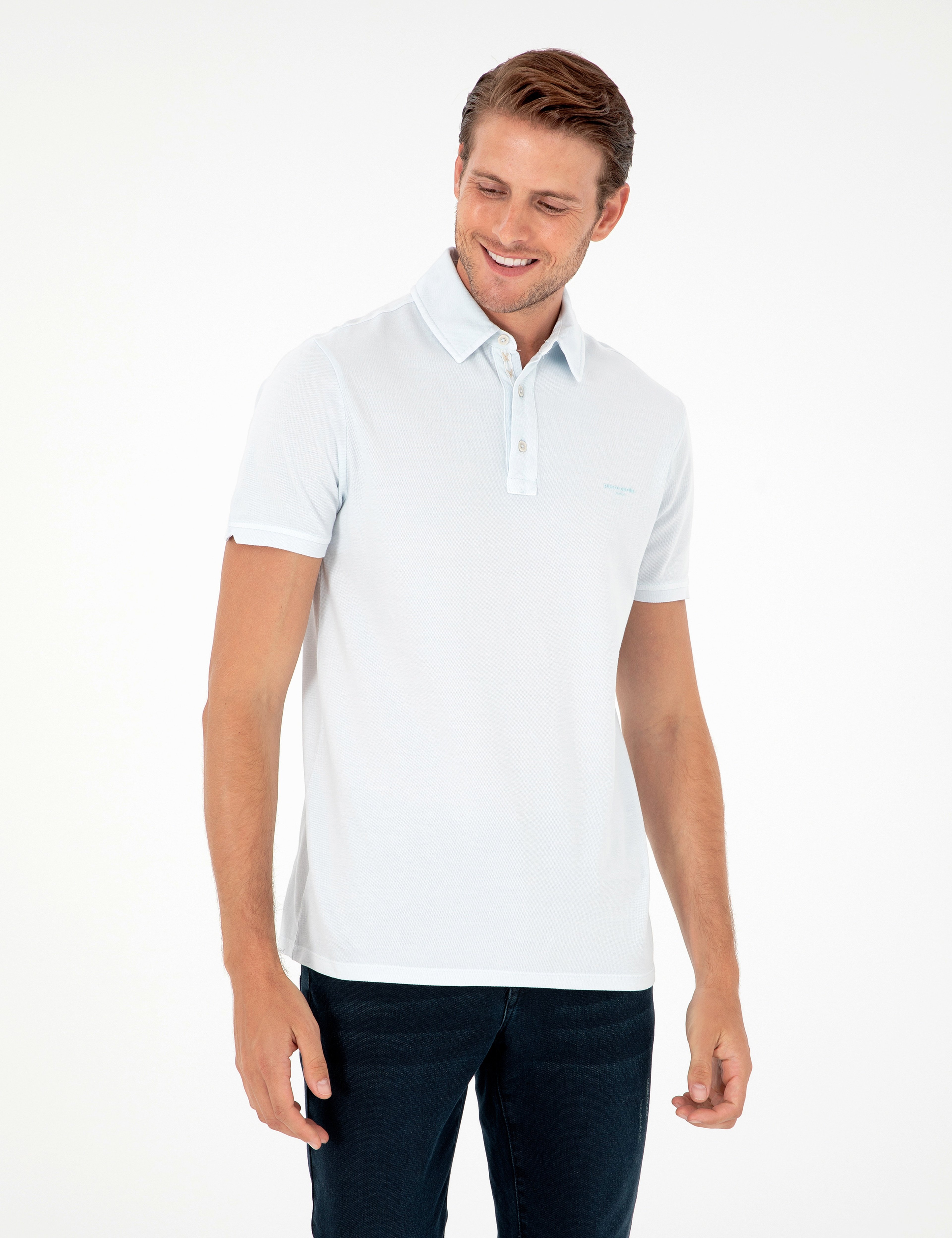 Açık Mavi Slim Fit %100 Pamuk Tişört