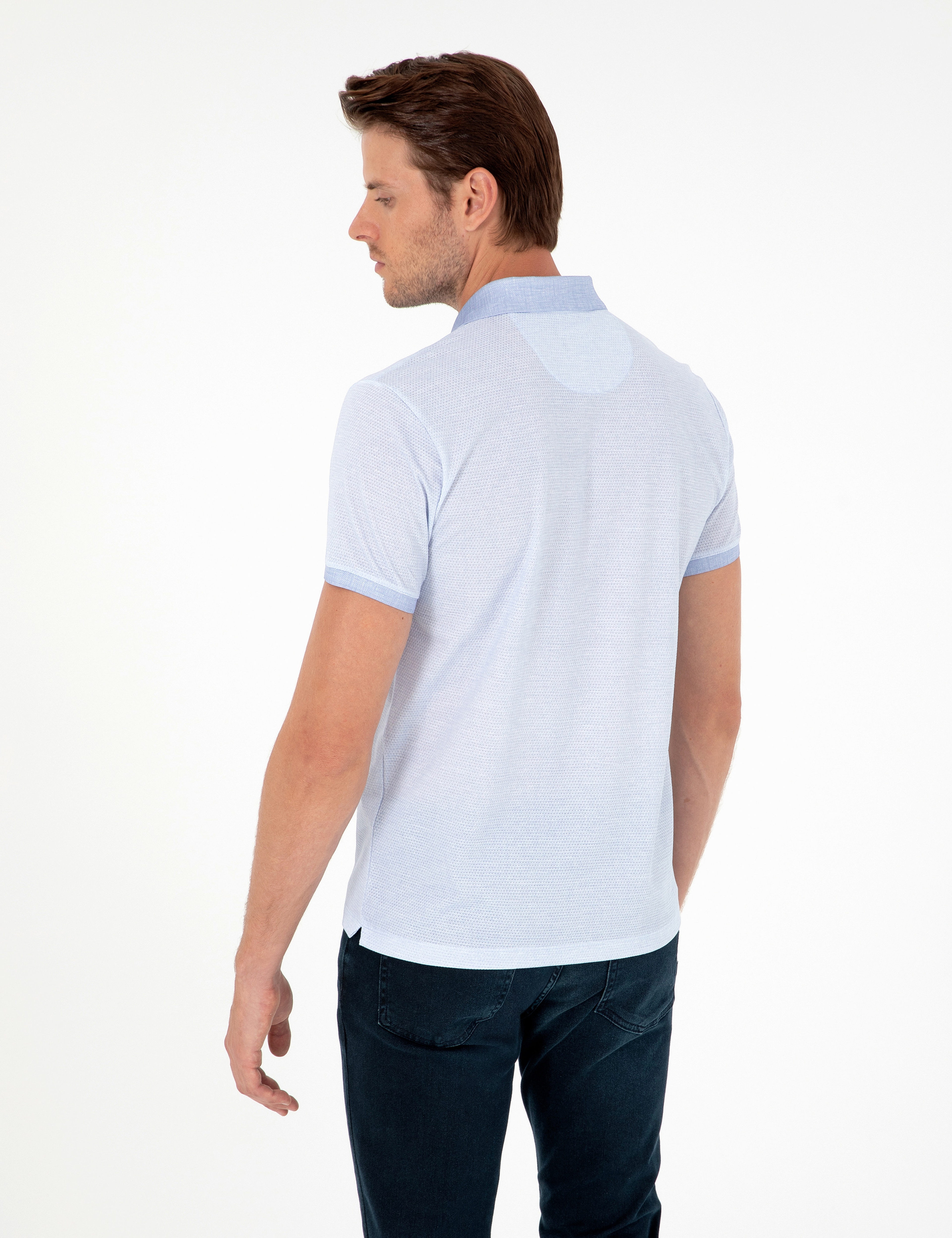 Açık Mavi Slim Fit Tişört - Image 5