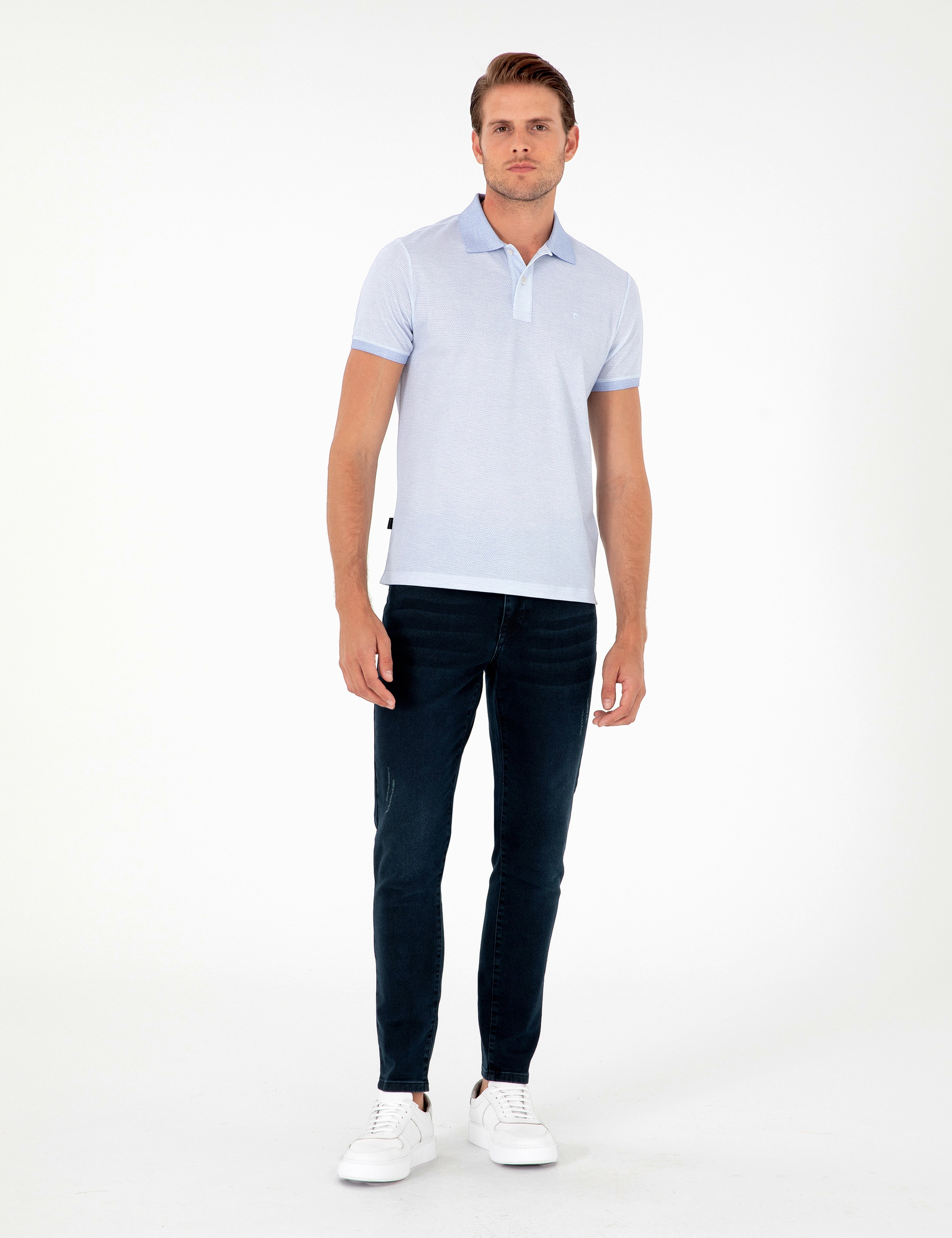 Açık Mavi Slim Fit Tişört - Image 4