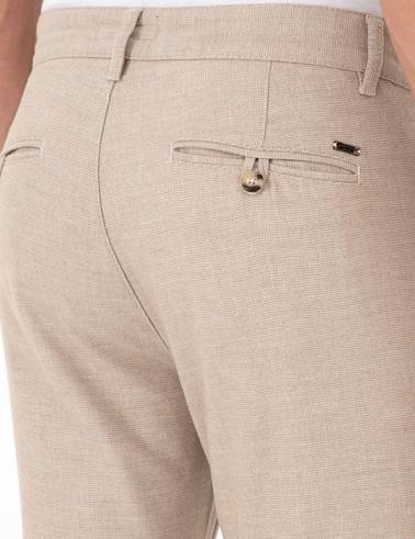 Bej Slim Fit Bağcıklı Kanvas Pantolon
