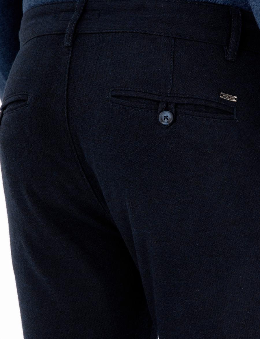 Lacivert Slim Fit Bağcıklı Kanvas Pantolon