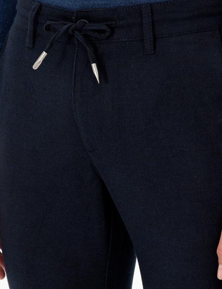 Lacivert Slim Fit Bağcıklı Kanvas Pantolon - 50296178319