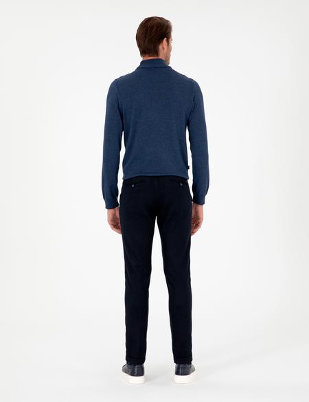 Lacivert Slim Fit Bağcıklı Kanvas Pantolon - 50296178319