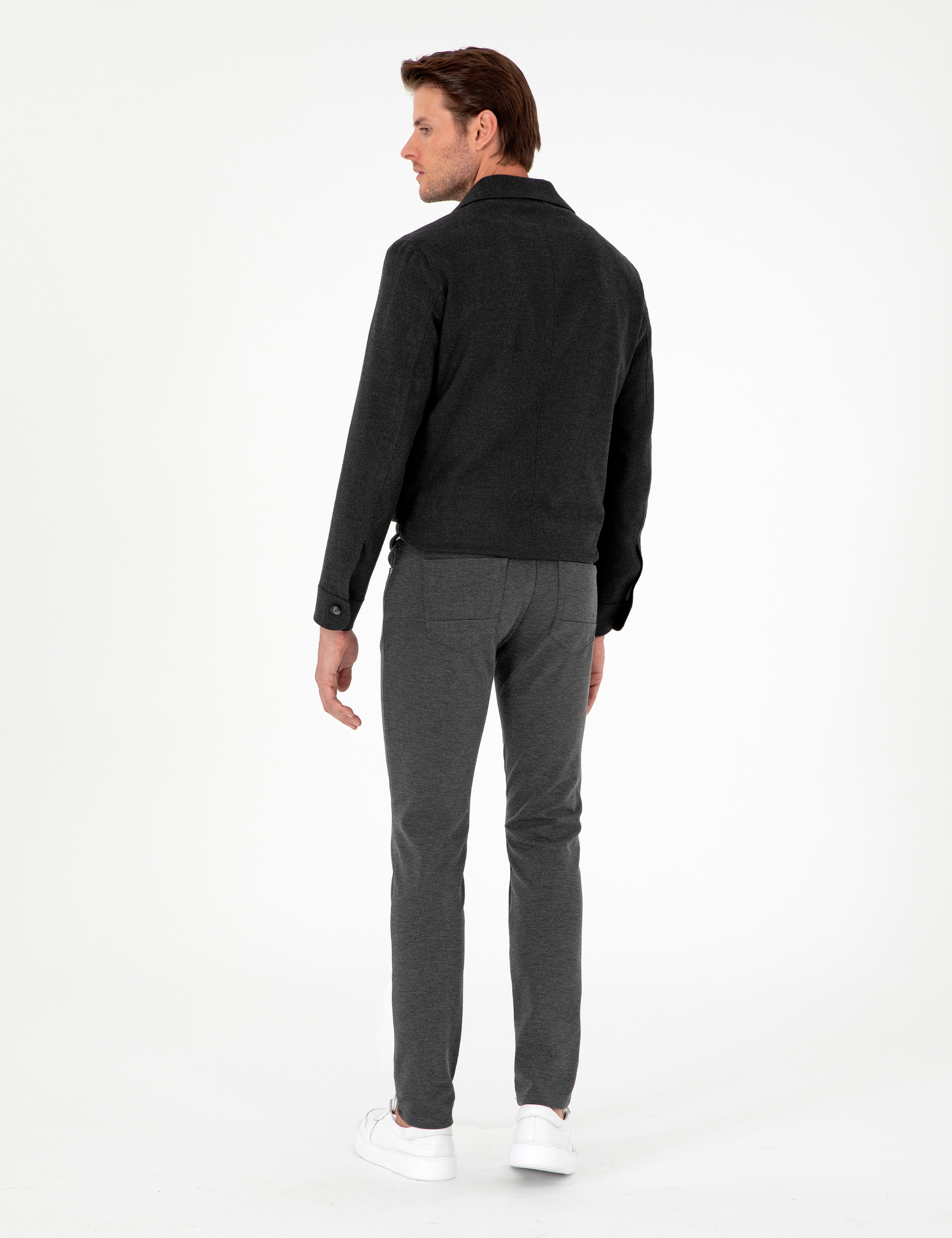 Antrasit Slim Fit Kanvas Pantolon