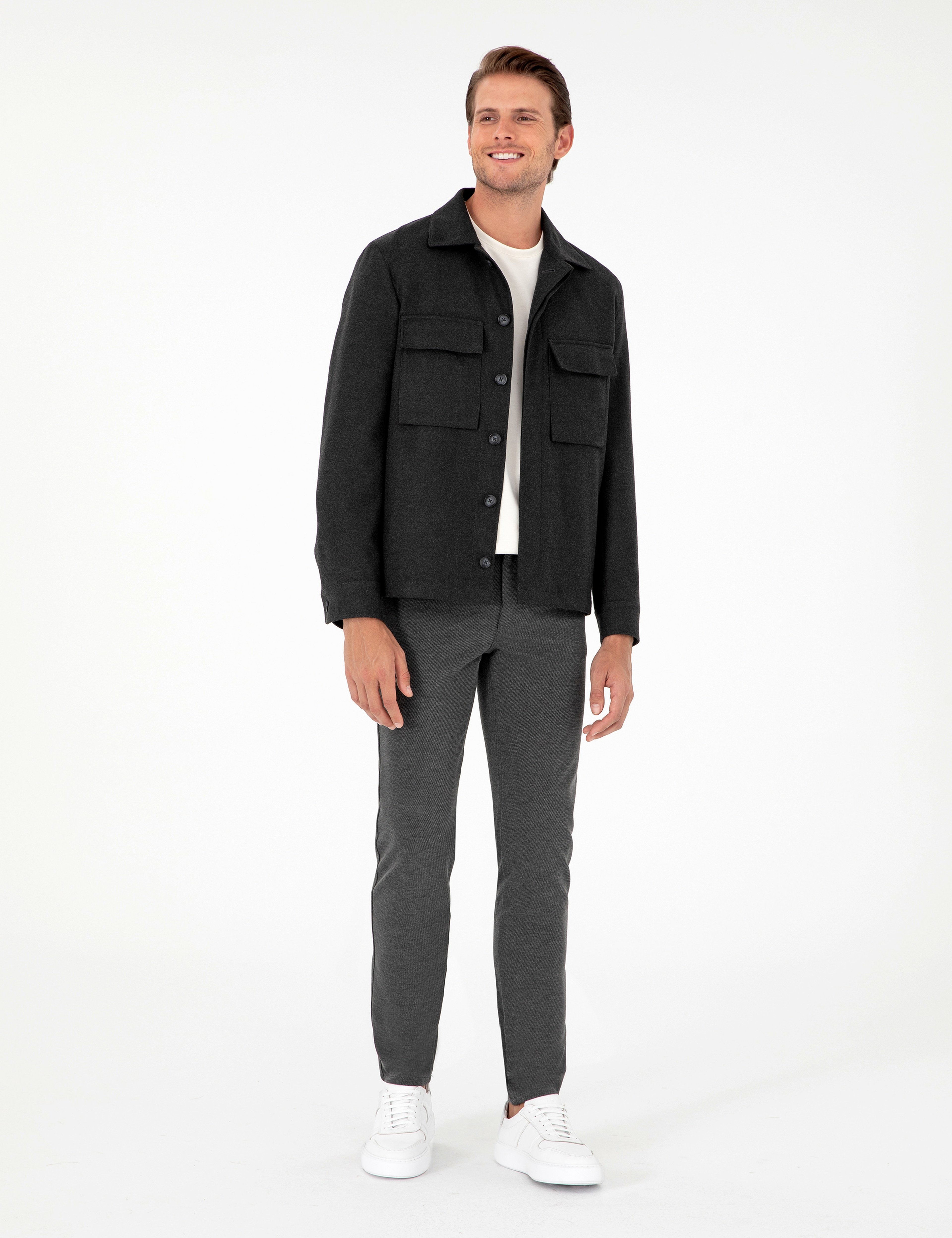 Antrasit Slim Fit Kanvas Pantolon - Image 3
