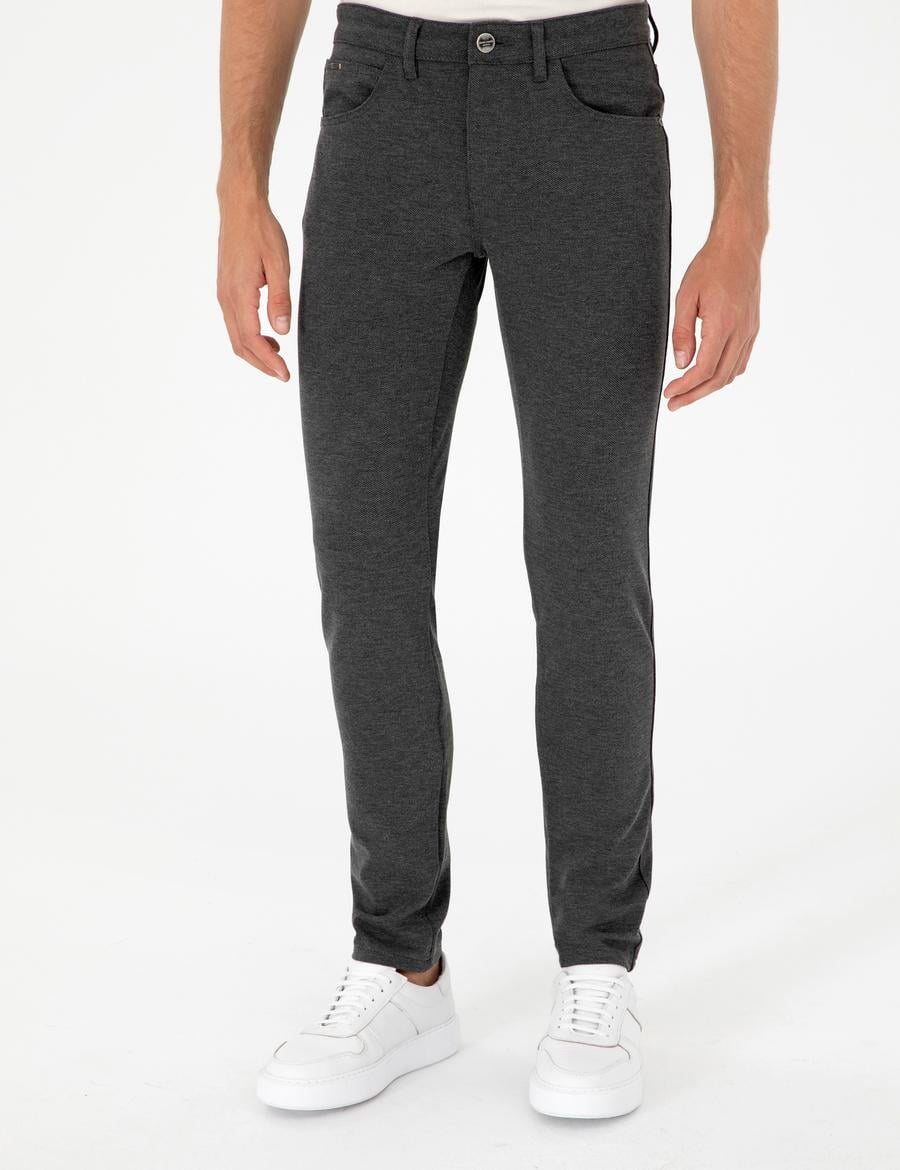 Antrasit Slim Fit Kanvas Pantolon
