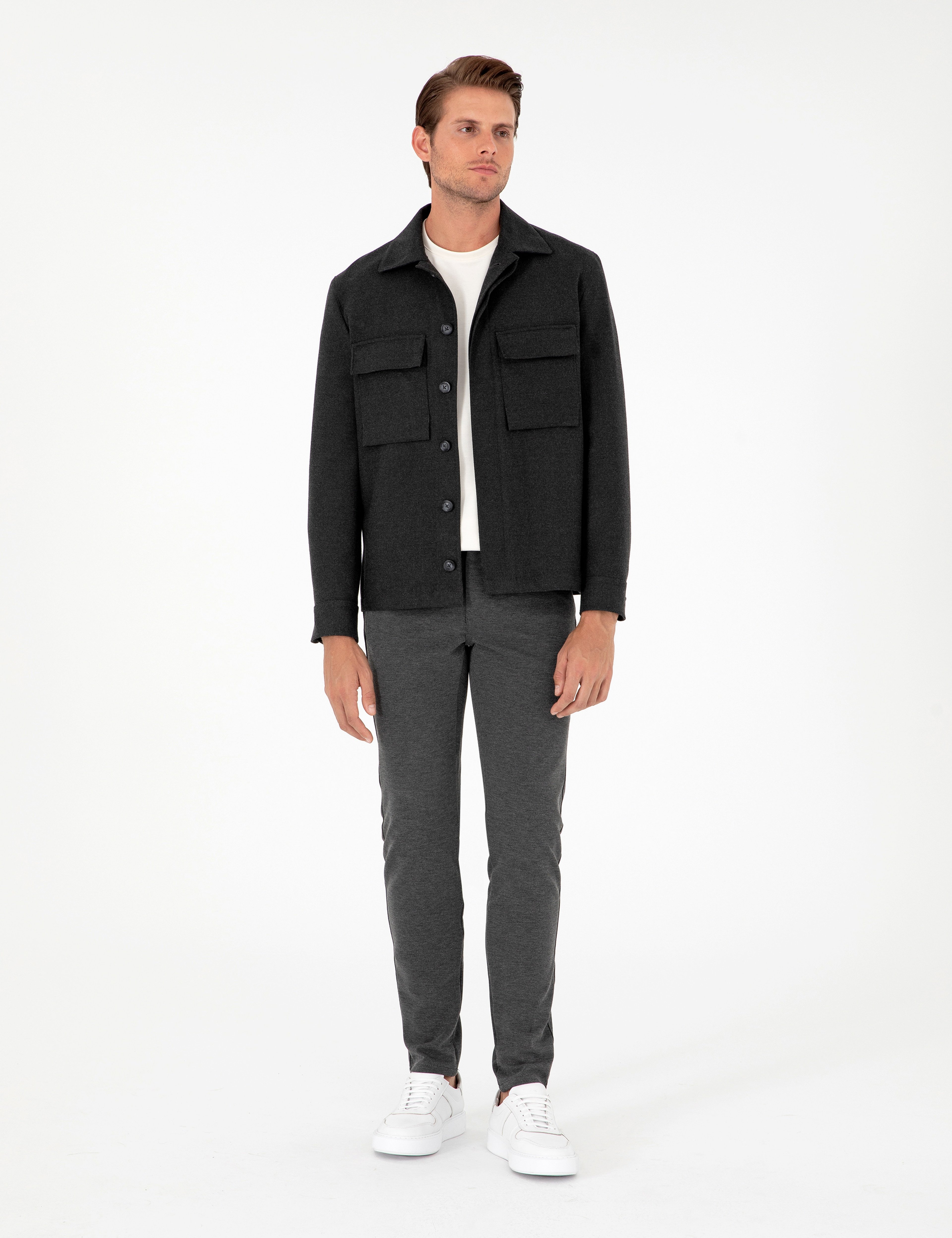 Antrasit Slim Fit Kanvas Pantolon - Image 1