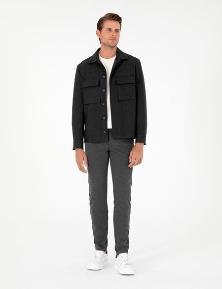 Antrasit Slim Fit Kanvas Pantolon - 50295933003